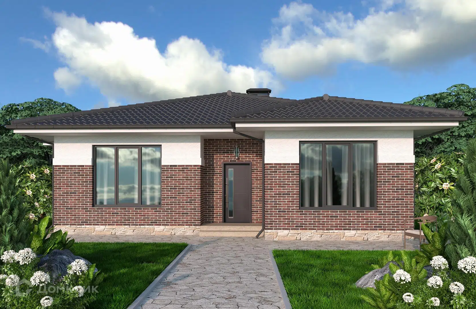 Проект дома «Проект №361-1» компании Новация из материала Керамические блоки площадью 115м² под ключ за 6935000₽ в Донецке | 1 этаж, 4 спальни, 2 санузла – Домклик