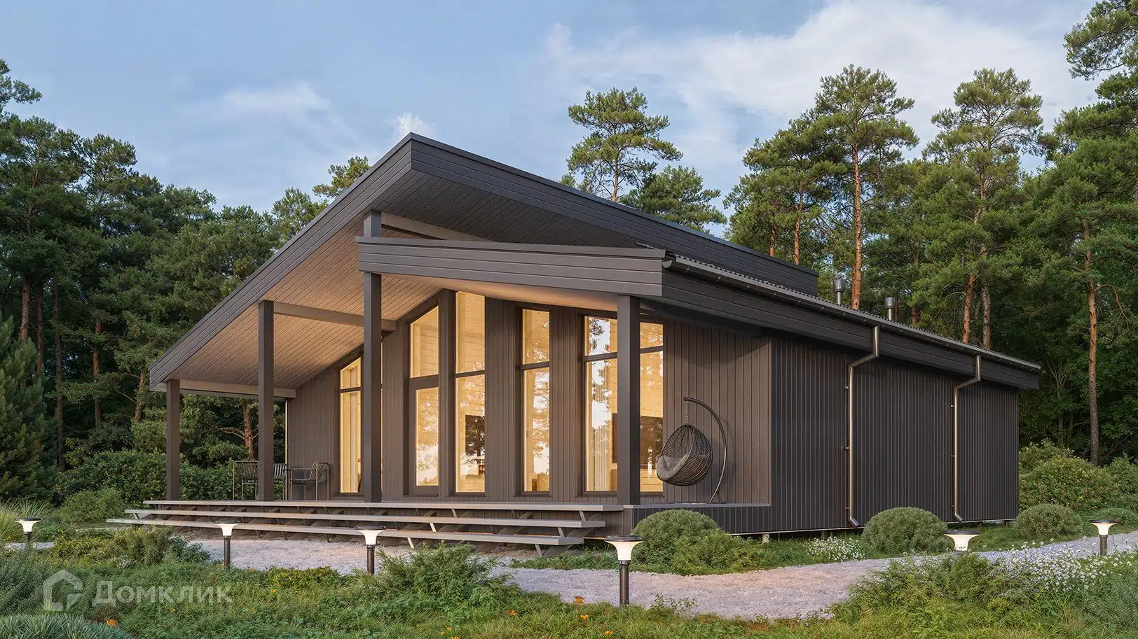 Проект дома «Сканди К 138» компании из материала Каркасный дом площадью 126м² под ключ за 5330063₽ в Донецке | 1 этаж, 3 спальни, 2 санузла – Домклик