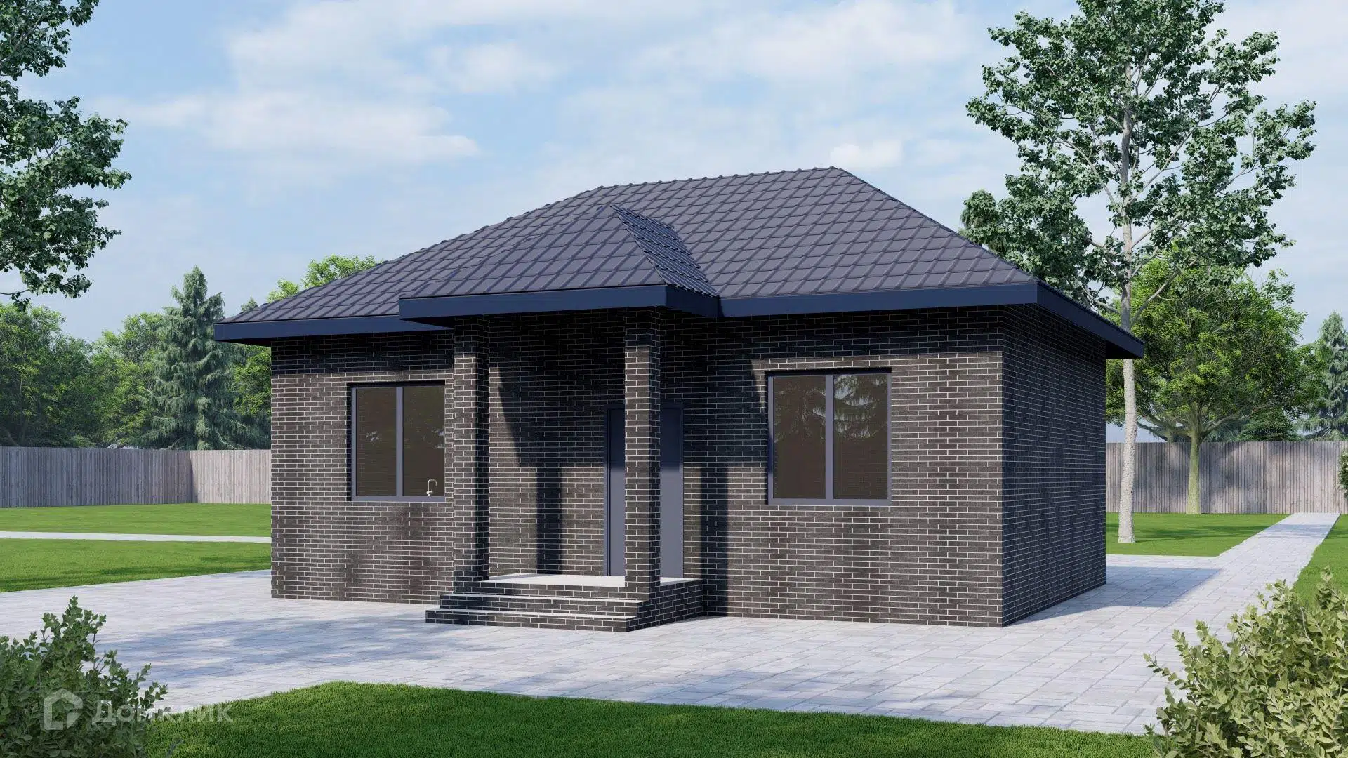 Проект дома «С999-14» компании Строитель 999 из материала Керамические блоки площадью 59.1м² под ключ за 4430000₽ в Донецке | 1 этаж, 2 спальни, 1 санузел – Домклик