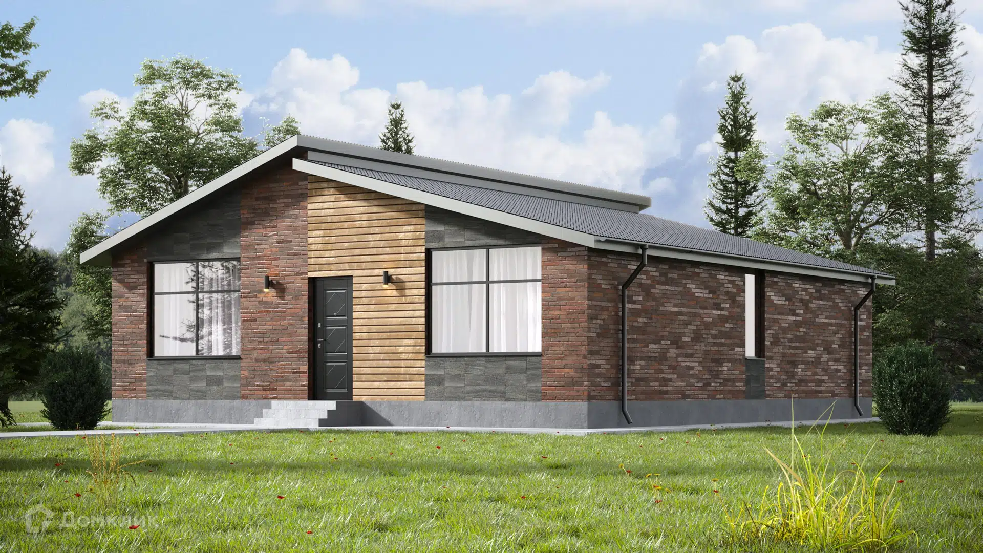 Проект дома «Жилой дом №109» компании ИП Григорьянц Карэн Ашотович из материала Газобетонные блоки площадью 109м² под ключ за 6100000₽ в Донецке | 1 этаж, 3 спальни, 2 санузла – Домклик