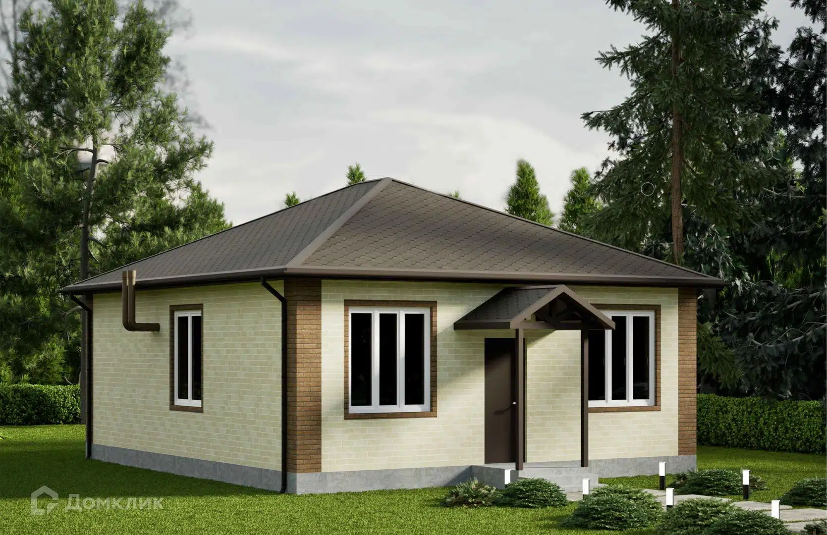 Проект дома «Уют 5, 77.49 (74.99)» компании СК НА ВЕКА из материала Бетонные блоки площадью 74.99м² под ключ за 4350000₽ в Донецке | 1 этаж, 3 спальни, 1 санузел – Домклик