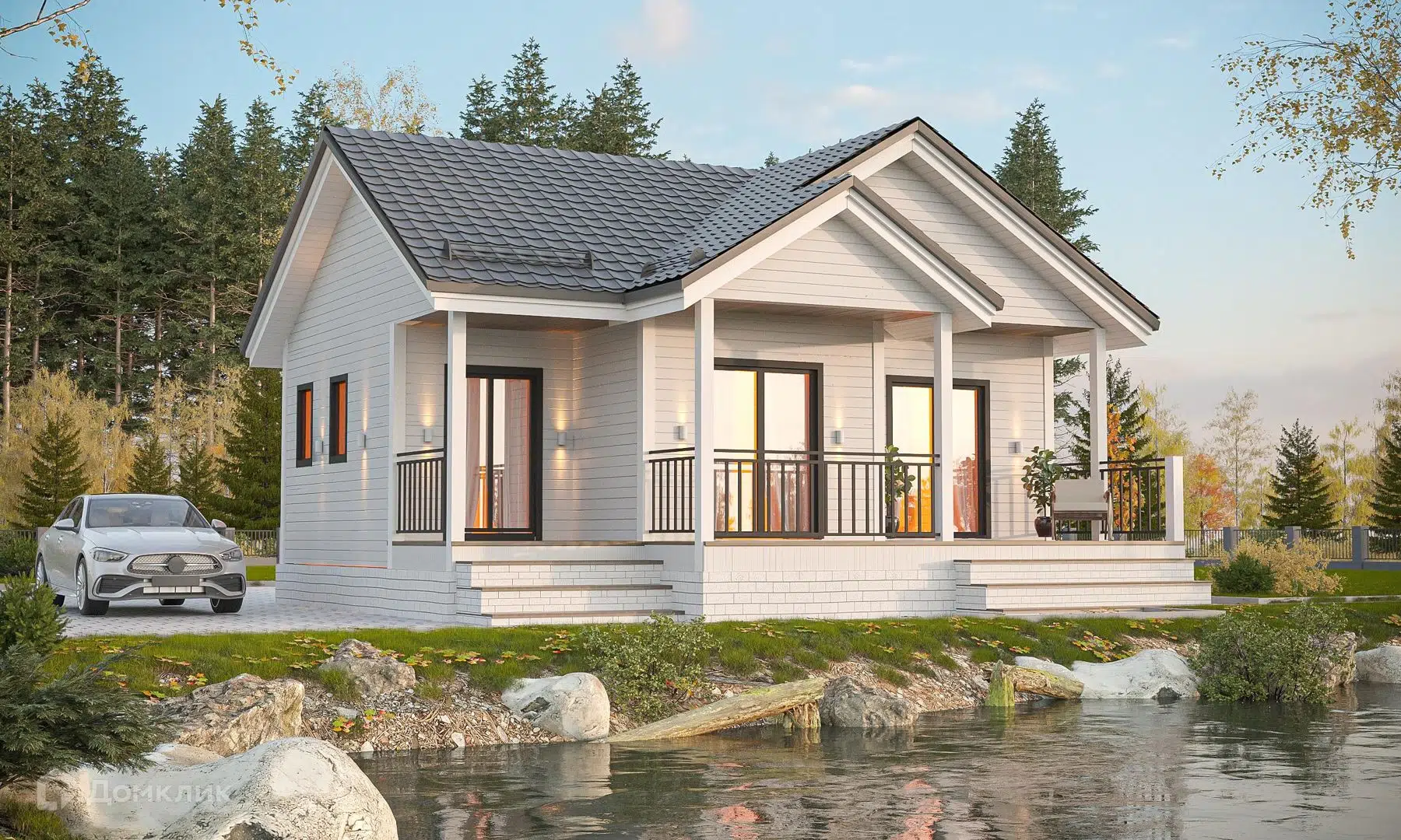 Проект дома «Заря» компании Азбука Дома из материала Каркасный дом площадью 67м² под ключ за 3312500₽ в Донецке | 1 этаж, 2 спальни, 1 санузел – Домклик