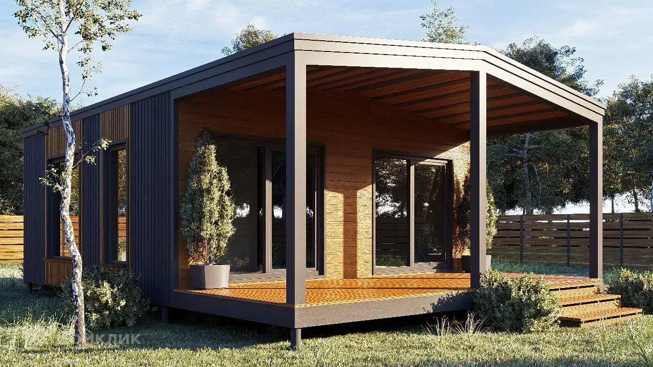Проект дома «Модульный дом "Урал"» компании Стройкаркас из материала Каркасный дом площадью 66м² под ключ за 2690000₽ в Донецке | 1 этаж, 2 спальни, 1 санузел – Домклик