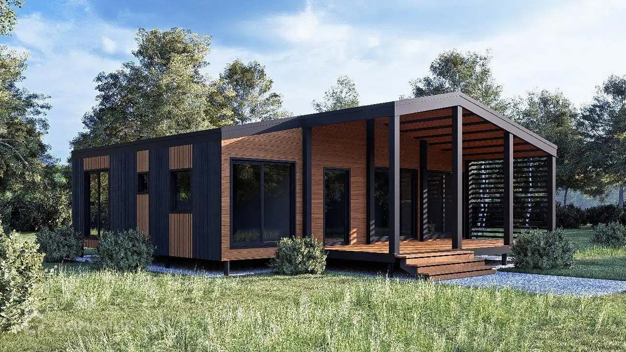 Проект дома «Модульный дом Эльбрус» компании Стройкаркас из материала Каркасный дом площадью 102м² под ключ за 5100000₽ в Донецке | 1 этаж, 3 спальни, 2 санузла – Домклик