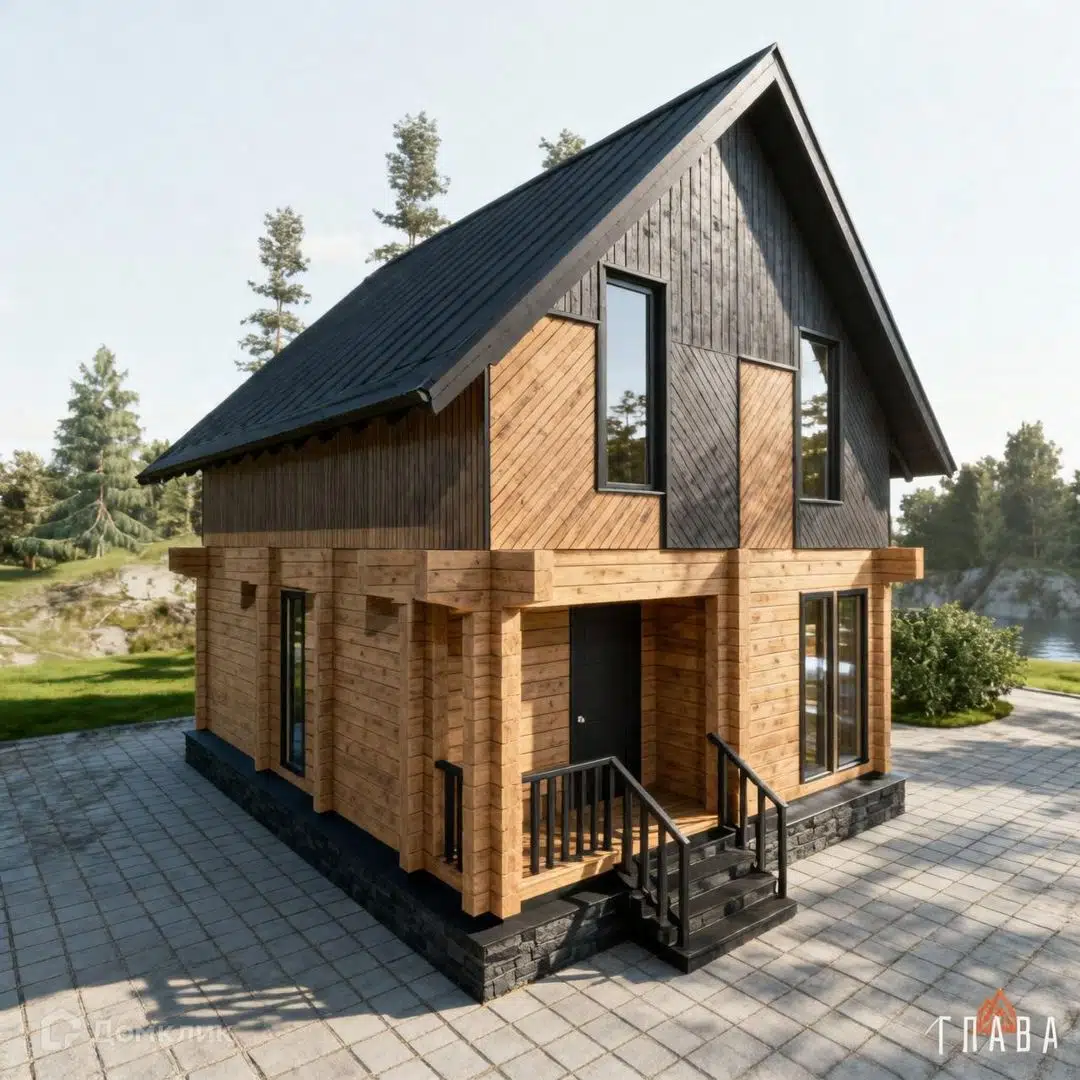Проект дома «Сарма» компании ГЛАВА из материала Профилированный брус площадью 83м² под ключ за 5050000₽ в Донецке | 2 этажа, 5 спален, 2 санузла – Домклик