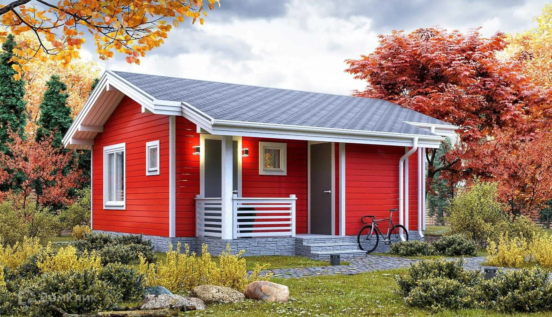 Проект дома «Каркасный К49» компании ЙОЛО ХАУС из материала SIP-панели площадью 49м² под ключ за 2620000₽ в Донецке | 1 этаж, 1 спальня, 1 санузел – Домклик