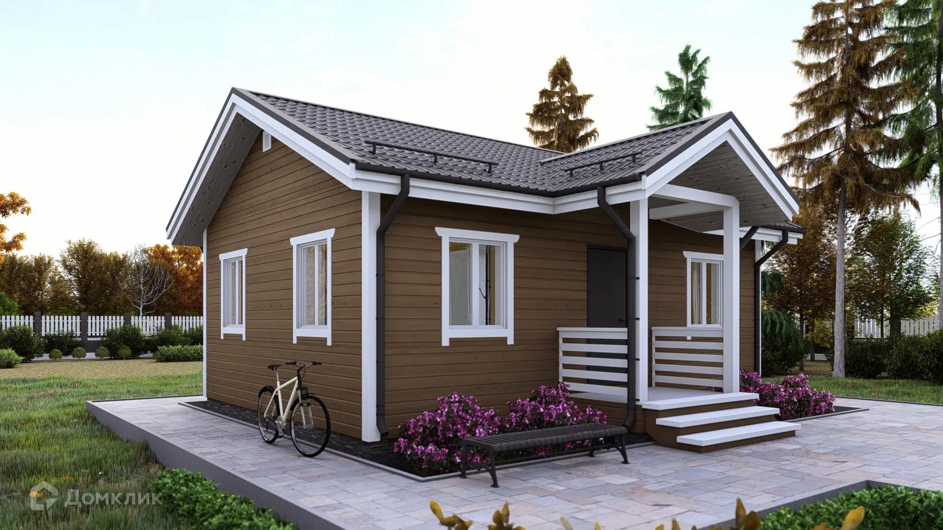 Проект дома «"Нолгаш"» компании ООО «ПБК Плюс» из материала Каркасный дом площадью 43м² под ключ за 2695800₽ в Донецке | 1 этаж, 2 спальни, 1 санузел – Домклик