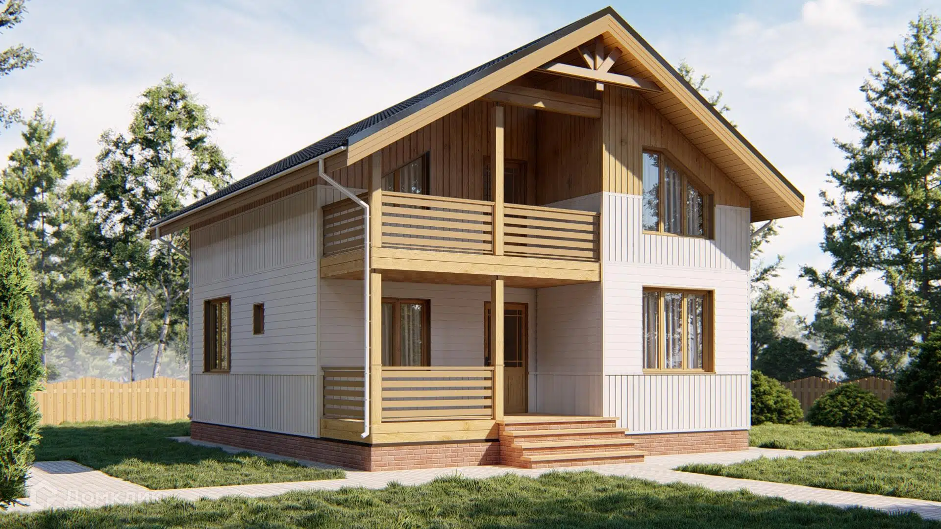 Проект дома «Каркасный дом 8х9 К-93» компании СК «Домовёнок» из материала Каркасный дом площадью 123м² под ключ за 4296000₽ в Донецке | 2 этажа, 4 спальни, 3 санузла – Домклик