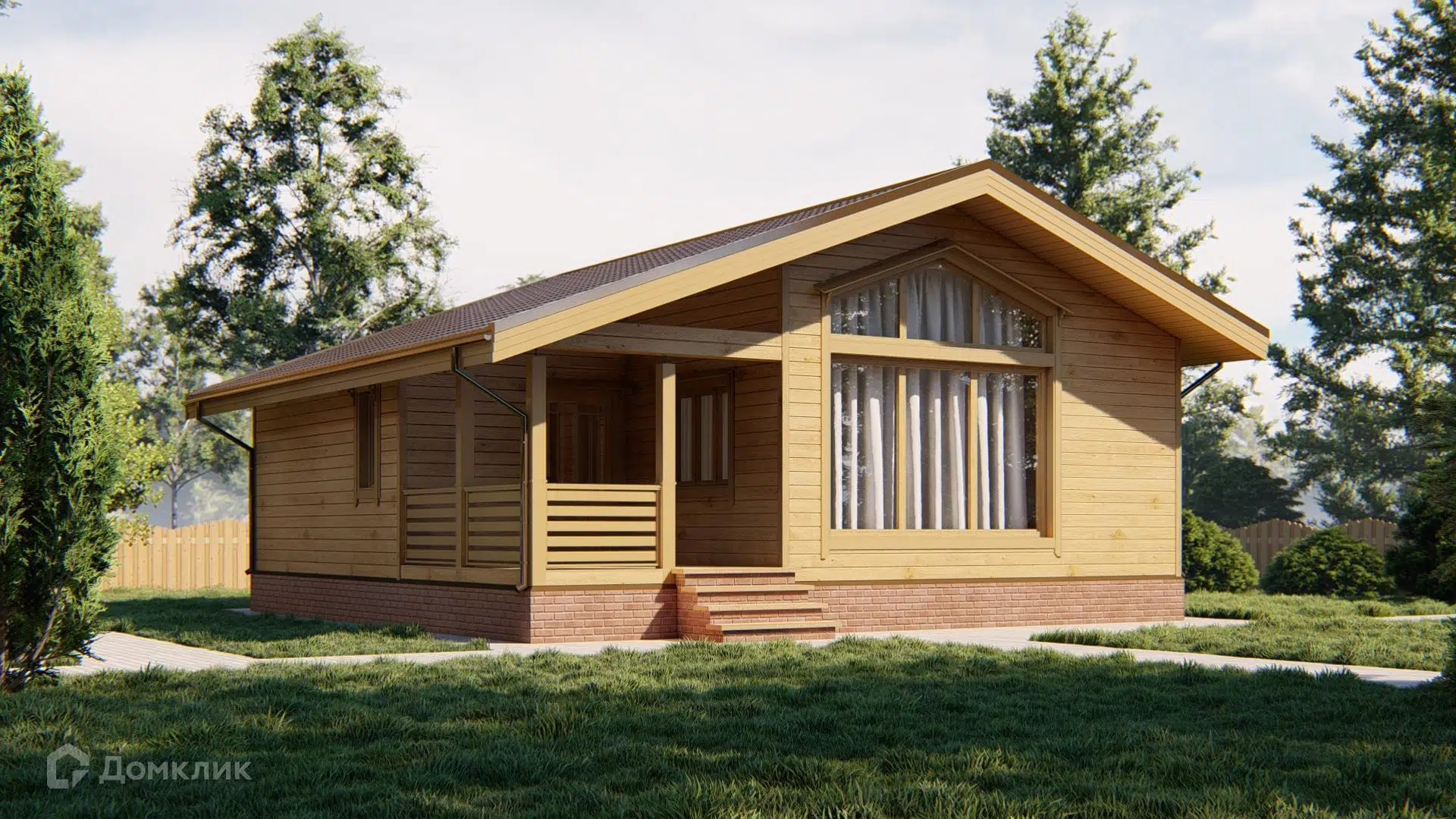 Проект дома «Каркасный дом 9х9 К-24» компании СК «Домовёнок» из материала Каркасный дом площадью 73м² под ключ за 3107000₽ в Донецке | 1 этаж, 2 спальни, 1 санузел – Домклик