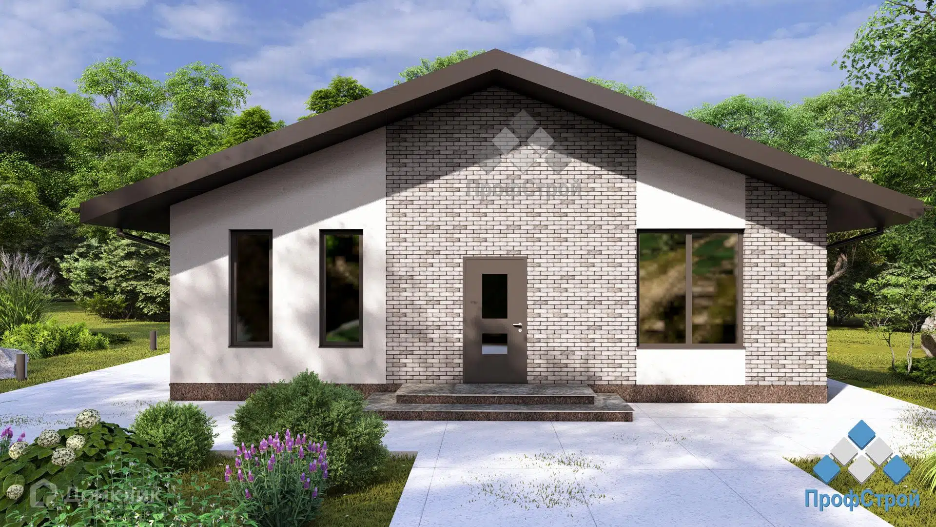 Проект дома «Сомбреро» компании ПрофСтрой из материала Газобетонные блоки площадью 121.33м² под ключ за 7800000₽ в Донецке | 1 этаж, 3 спальни, 2 санузла – Домклик
