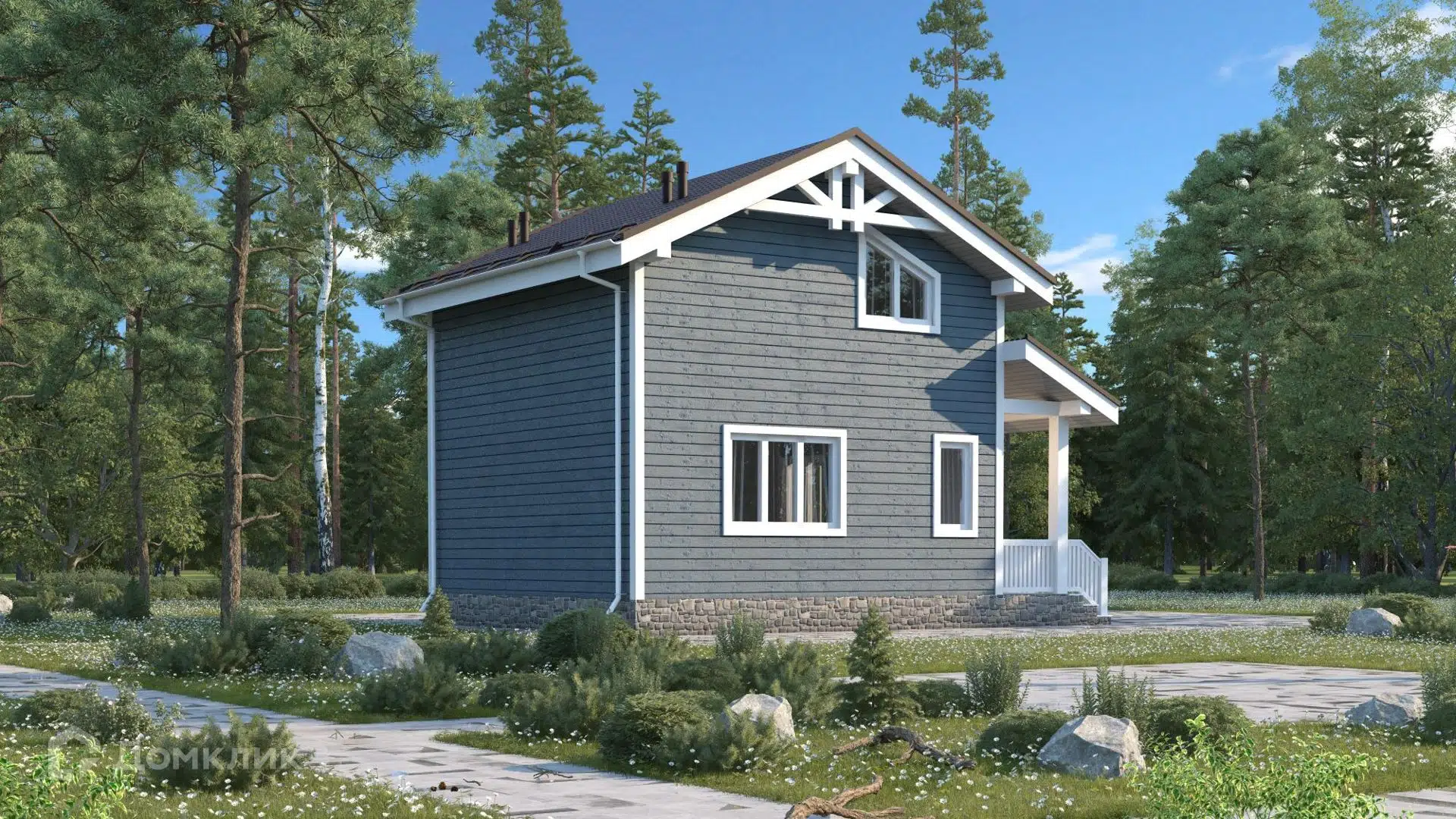 Проект дома «Дом из СИП панелей 6х6-95С» компании ООО «ДОМ СТРОЙ» из материала SIP-панели площадью 59.74м² под ключ за 1650000₽ в Донецке | 2 этажа, 3 спальни, 1 санузел – Домклик