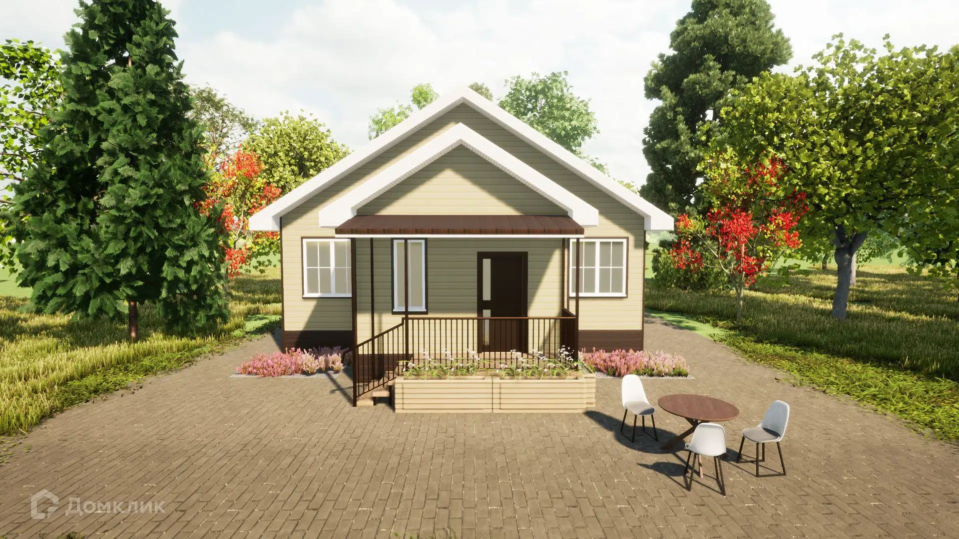 Проект дома «К 0115» компании СК  «Константин Инвест Капитал» из материала Газобетонные блоки площадью 82м² под ключ за 3770000₽ в Донецке | 1 этаж, 3 спальни, 1 санузел – Домклик