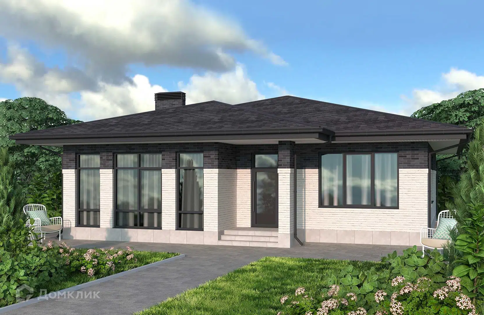 Проект дома «Проект №342-2» компании Новация из материала Керамические блоки площадью 142м² под ключ за 8575000₽ в Донецке | 1 этаж, 3 спальни, 2 санузла – Домклик