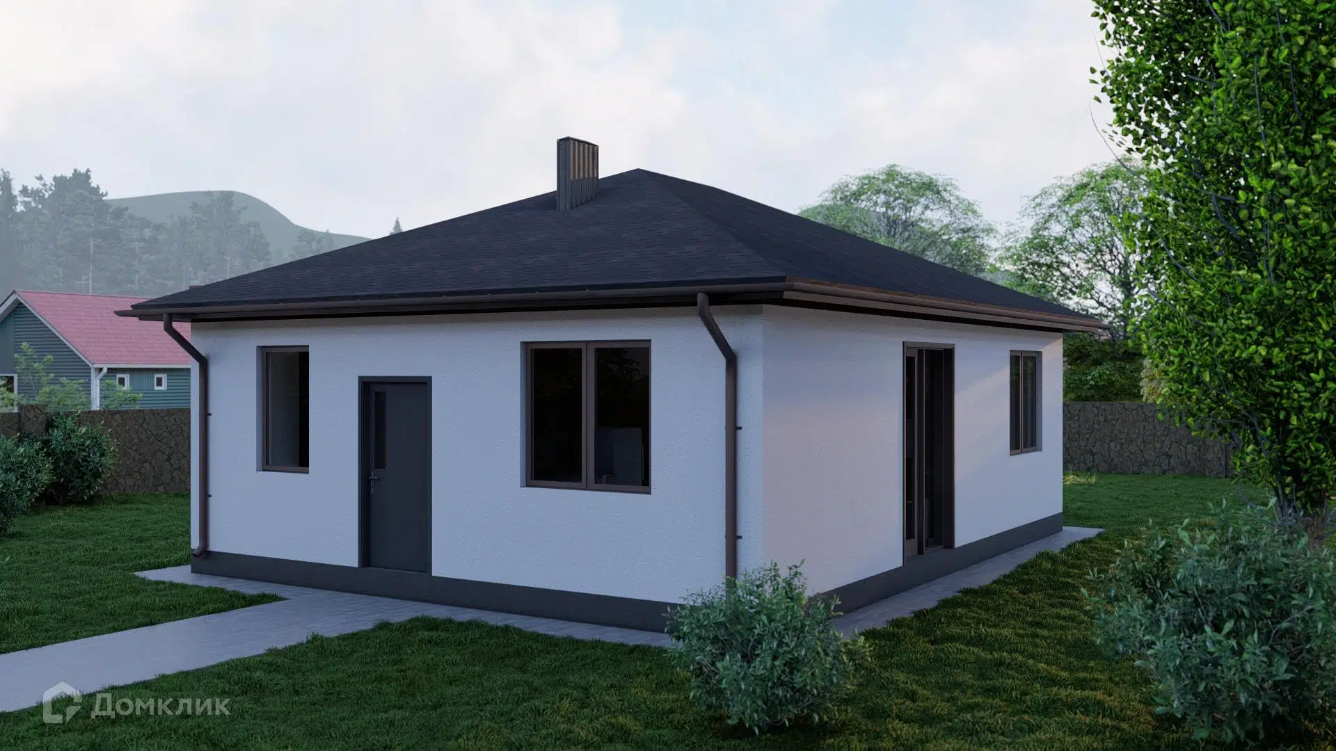 Проект дома «Комфортный» компании Сапфир из материала SIP-панели площадью 67м² под ключ за 4208000₽ в Донецке | 1 этаж, 3 спальни, 1 санузел – Домклик