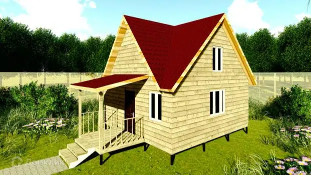 Проект дома «Проект №37» компании Земле-Строй из материала Брус естественной влажности площадью 40м² под ключ за 1868000₽ в Луганске | 2 этажа, 2 спальни, 1 санузел – Домклик