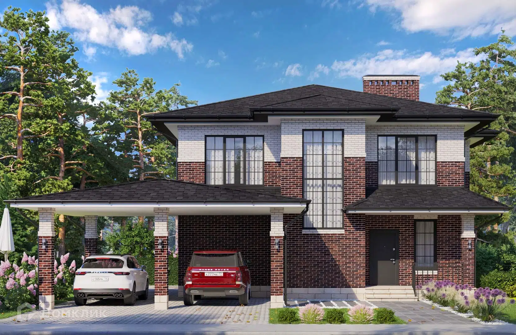 Проект дома «Проект №196» компании Новация из материала Керамические блоки площадью 203м² под ключ за 12800000₽ в Донецке | 2 этажа, 5 спален, 3 санузла – Домклик