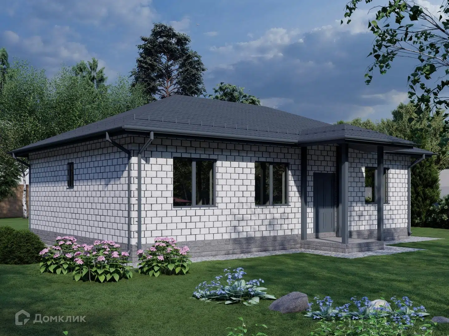 Проект дома «КД-83» компании СК «Честный Дом» из материала Пенобетонные блоки площадью 96.2м² под ключ за 6950000₽ в Донецке | 1 этаж, 3 спальни, 2 санузла – Домклик