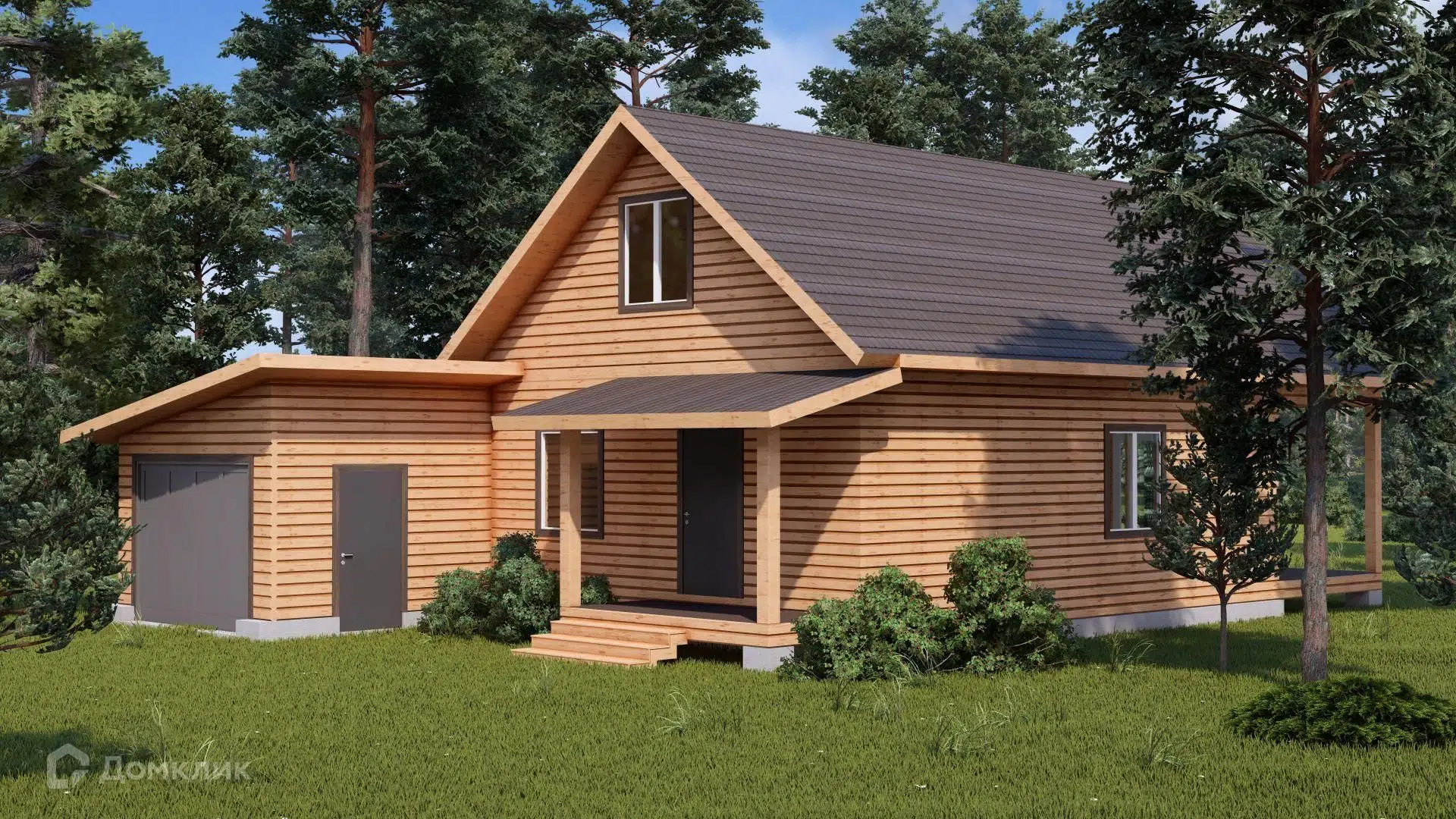 Проект дома «Брусовой дом с террасой и гаражом ТА-145» компании Построй Свой Дом_ИП из материала Профилированный брус площадью 145м² под ключ за 8135169₽ в Донецке | 2 этажа, 2 спальни, 1 санузел – Домклик