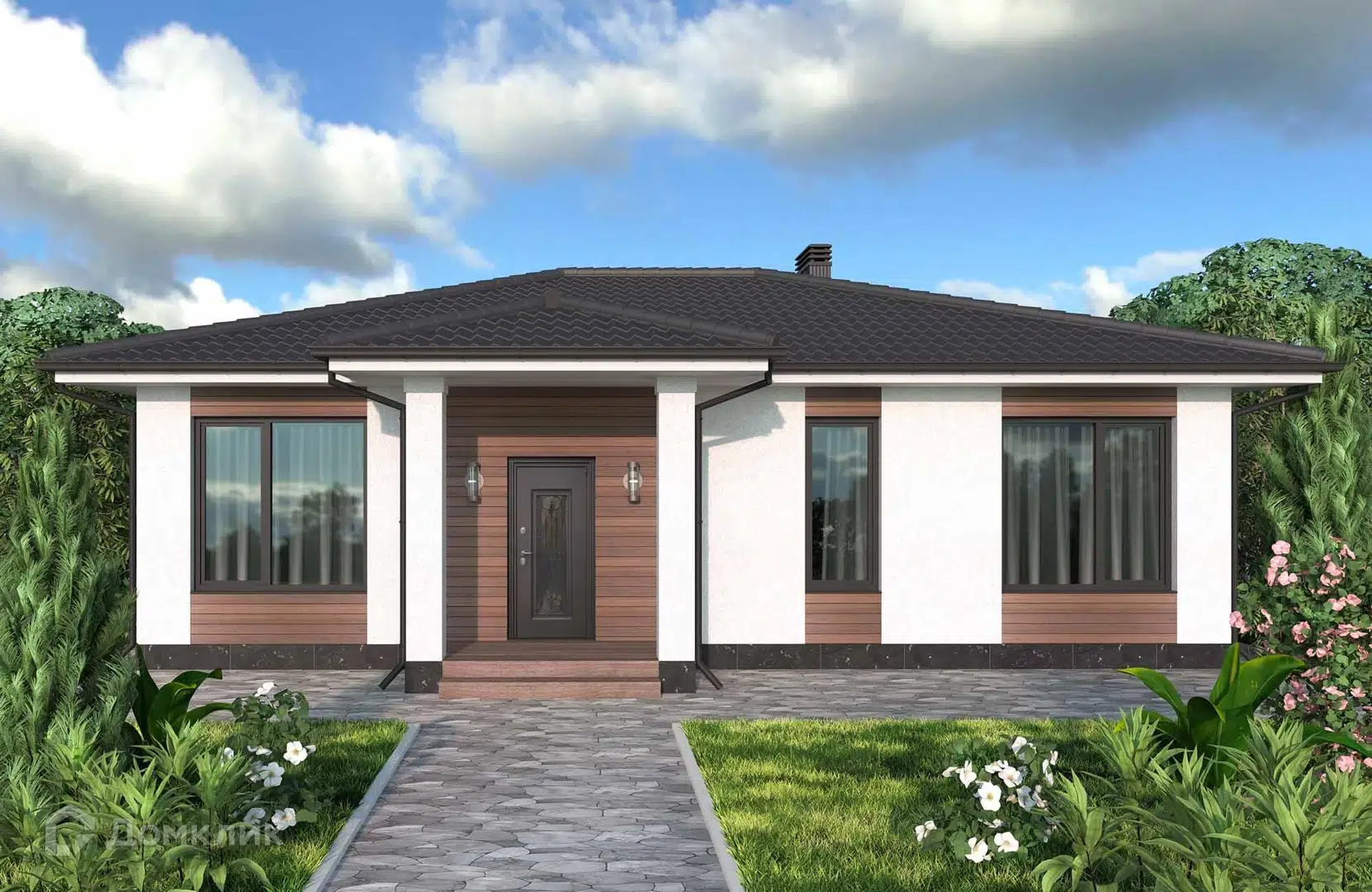 Проект дома «Проект №343» компании СК НОВАЦИЯ Санкт-Петербург и ЛО из материала Газобетонные блоки площадью 104м² под ключ за 7000000₽ в Донецке | 1 этаж, 4 спальни, 2 санузла – Домклик