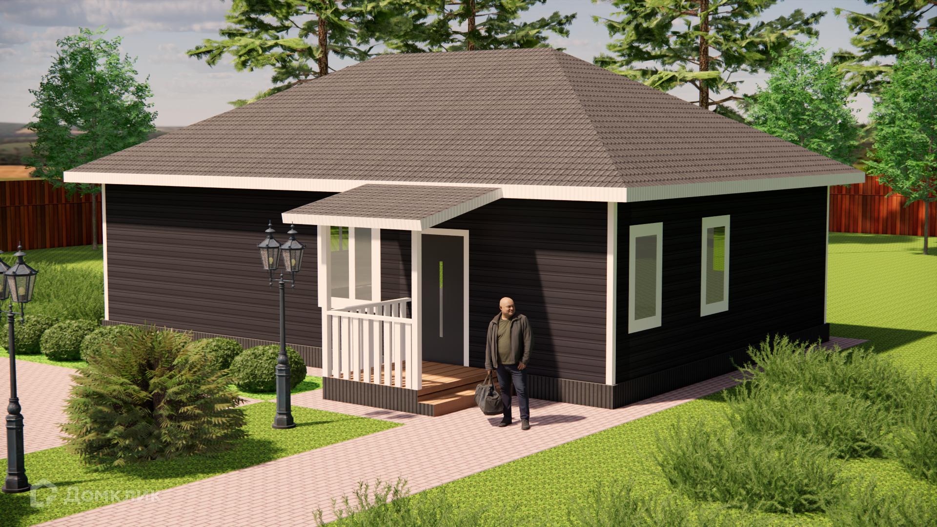 Проект дома «ДКТ -88» компании ИП Танский Д. С. (Евростиль) из материала Каркасный дом площадью 77.9м² под ключ за 7880000₽ в Донецке | 1 этаж, 3 спальни, 1 санузел – Домклик