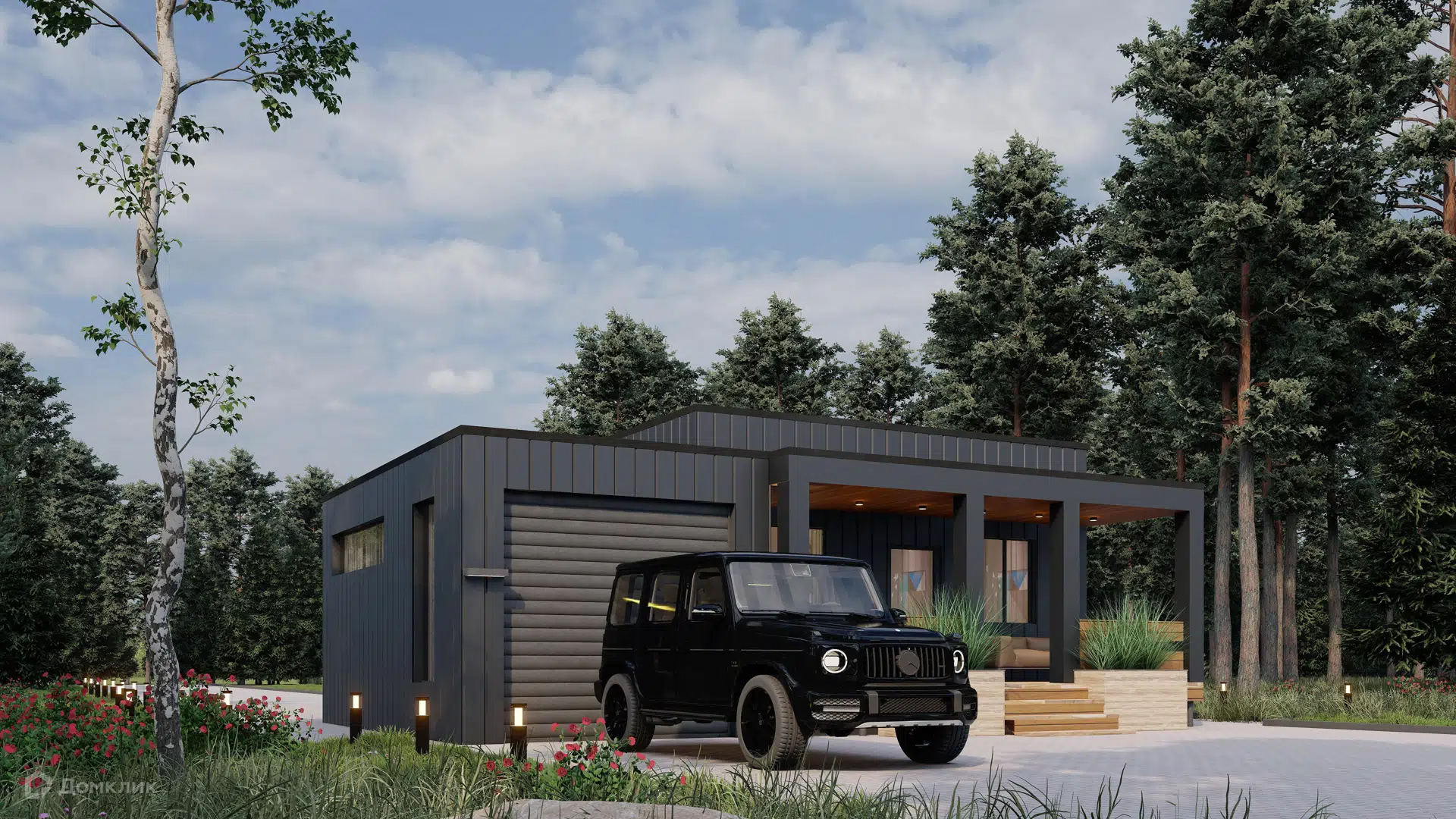 Проект дома «Хай-тек 01» компании Авангард из материала SIP-панели площадью 104м² под ключ за 6563000₽ в Донецке | 1 этаж, 3 спальни, 1 санузел – Домклик