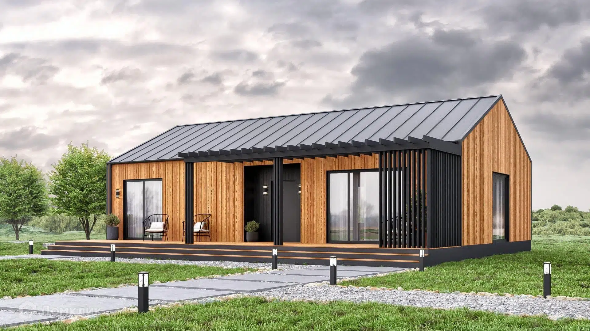 Проект дома «СИП С126» компании ЙОЛО ХАУС из материала SIP-панели площадью 126м² под ключ за 5191000₽ в Донецке | 1 этаж, 3 спальни, 2 санузла – Домклик