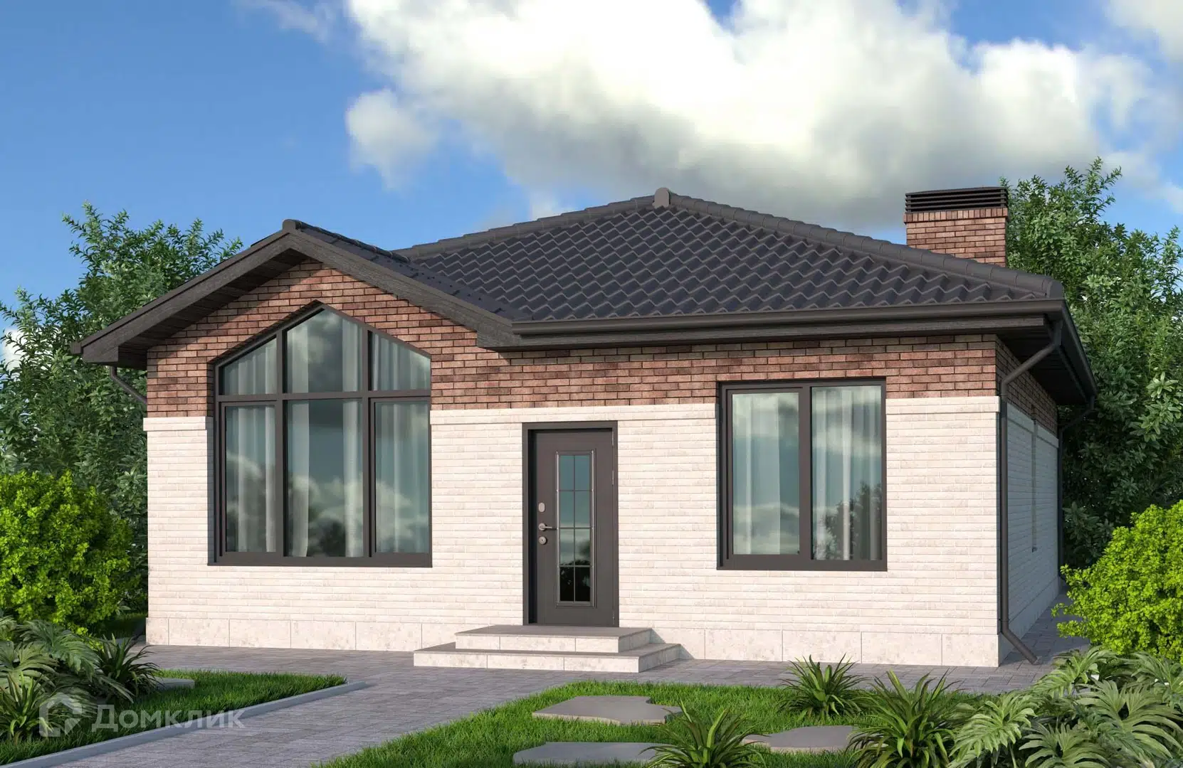 Проект дома «Проект №447» компании Новация из материала Газосиликатные блоки площадью 85м² под ключ за 6150000₽ в Донецке | 1 этаж, 3 спальни, 1 санузел – Домклик