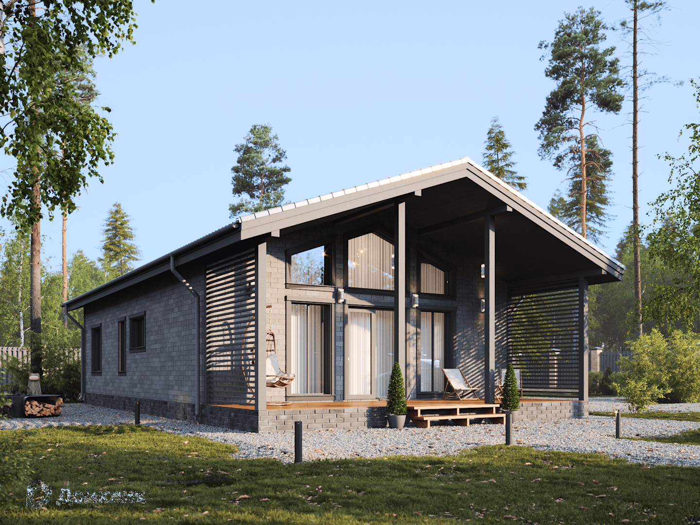 Проект дома «Неаполь» компании Класс Хаус из материала Каркасный дом площадью 92м² под ключ за 4030000₽ в Донецке | 1 этаж, 3 спальни, 1 санузел – Домклик