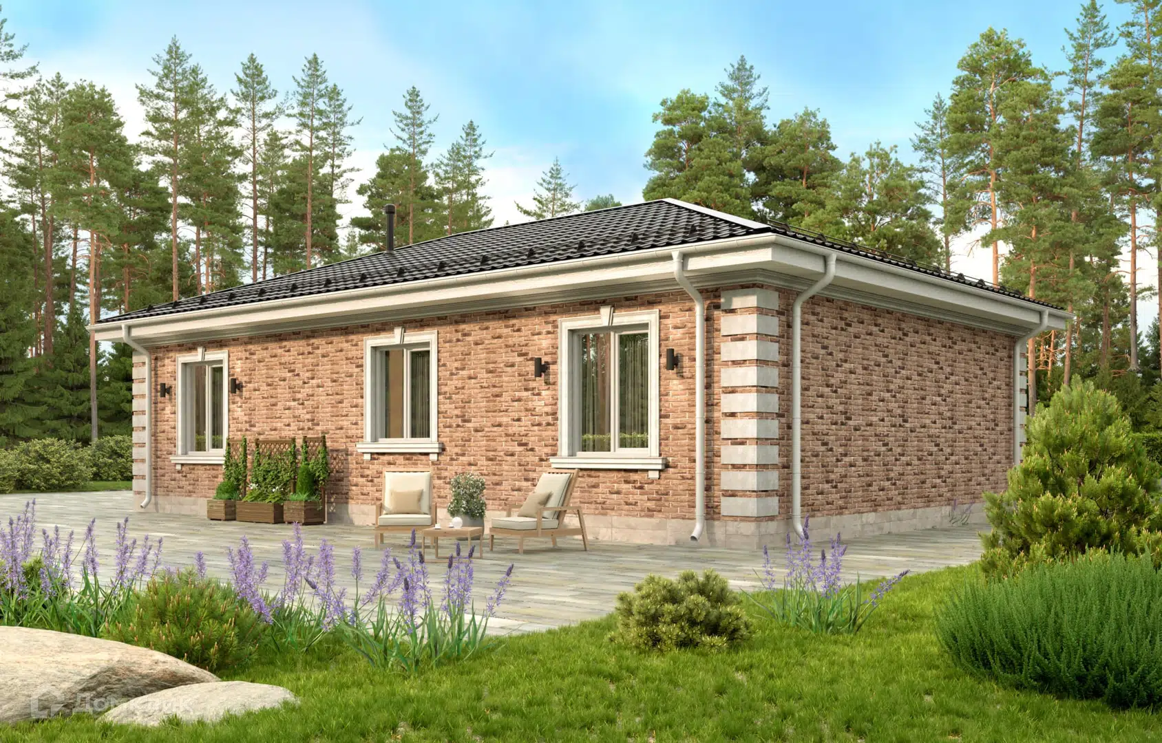 Проект дома «Смарт L100» компании Жилстройгрупп из материала Газосиликатные блоки площадью 100м² под ключ за 7790000₽ в Донецке | 1 этаж, 3 спальни, 3 санузла – Домклик