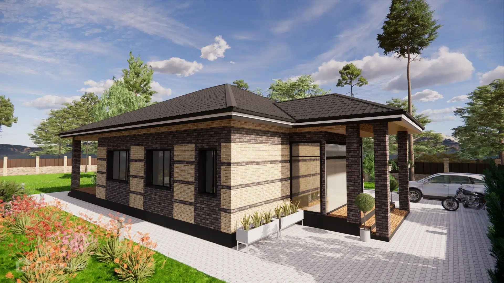 Проект дома «верность» компании ИП Зуева Марина Аркадьевна из материала Газобетонные блоки площадью 138м² под ключ за 9500000₽ в Донецке | 1 этаж, 3 спальни, 1 санузел – Домклик