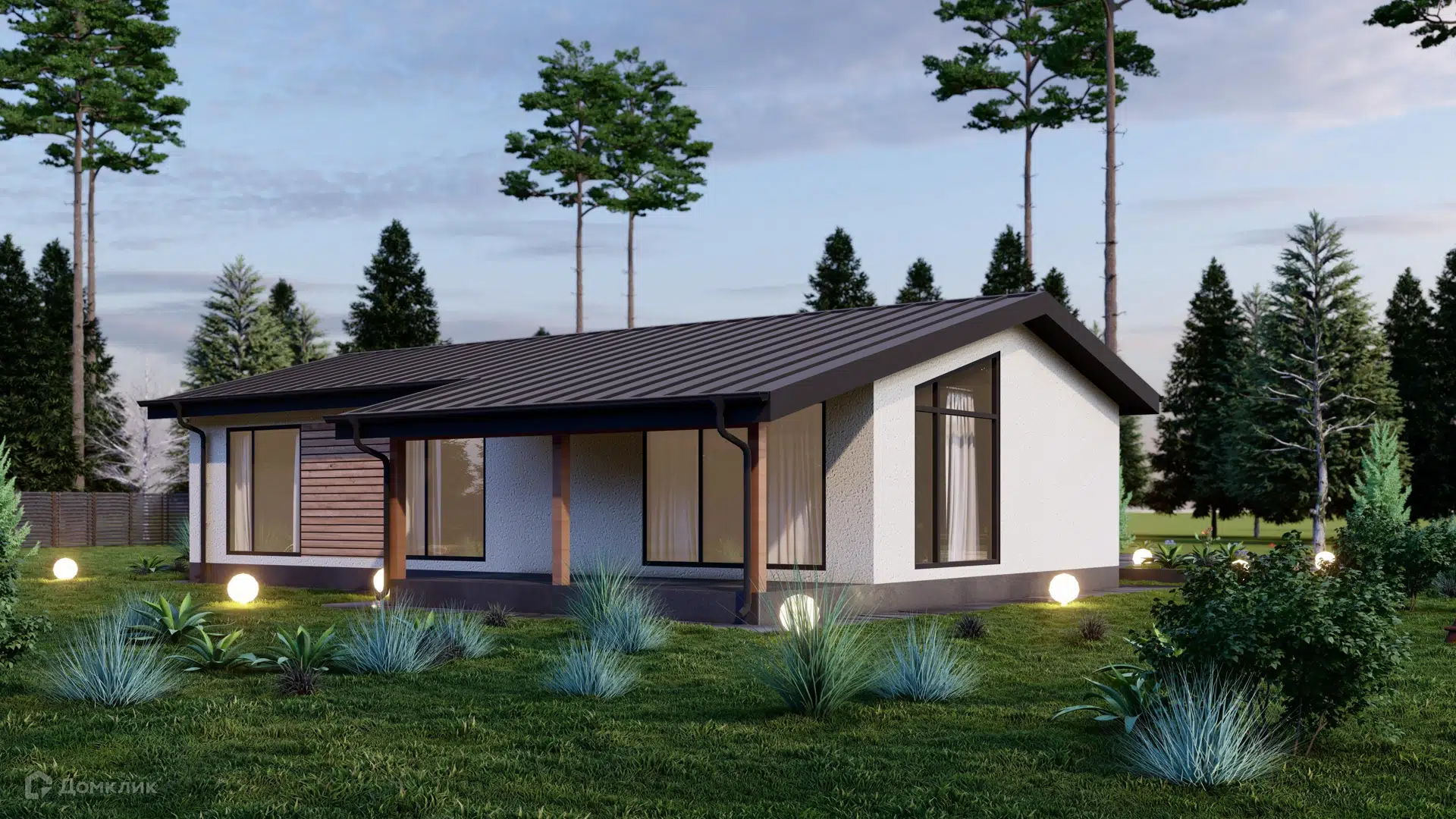 Проект дома «Бёрн» компании Каркас Поволжья из материала Каркасный дом площадью 100м² под ключ за 7700000₽ в Донецке | 1 этаж, 3 спальни, 3 санузла – Домклик