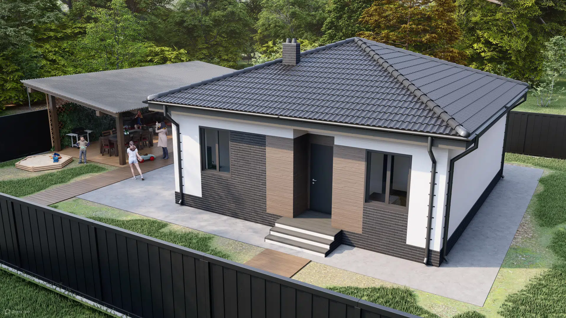 Проект дома «Одноэтажный МД-81» компании МАГАЗИН ДОМОВ из материала Газобетонные блоки площадью 62.5м² под ключ за 5954000₽ в Донецке | 1 этаж, 2 спальни, 1 санузел – Домклик