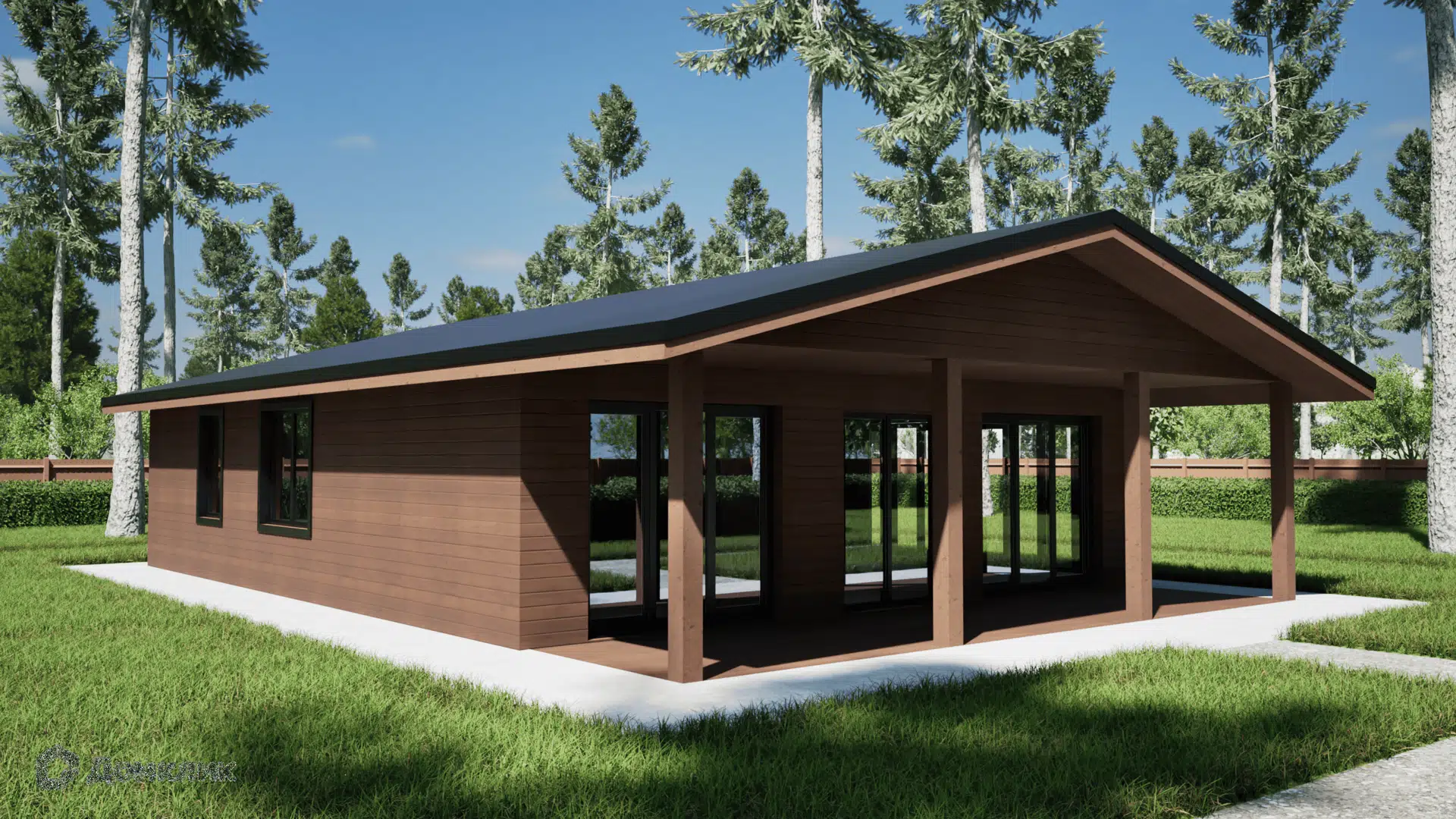 Проект дома «Сирень 106» компании Красивые Дома Приморья из материала Каркасный дом площадью 129м² под ключ за 8819000₽ в Донецке | 1 этаж, 3 спальни – Домклик