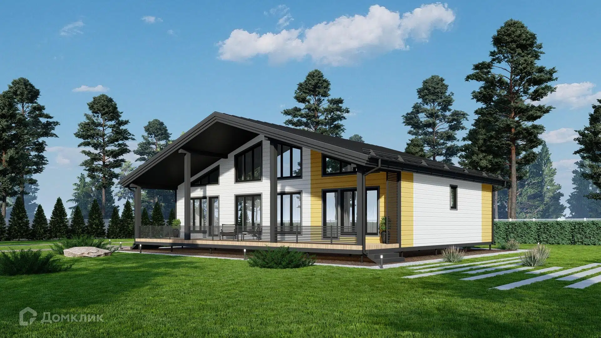 Проект дома «Каркасный дом №17» компании ИП Шорова О.В из материала Каркасный дом площадью 158м² под ключ за 3596300₽ в Донецке | 1 этаж, 3 спальни, 1 санузел – Домклик