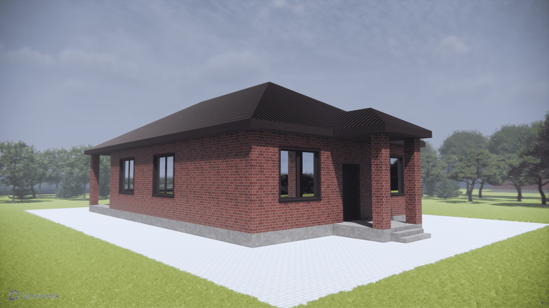 Проект дома «Красный Крым» компании ИП Оганнисян Оганнес Вачаганович из материала Газобетонные блоки площадью 130м² под ключ за 6000000₽ в Донецке | 1 этаж, 3 спальни, 1 санузел – Домклик