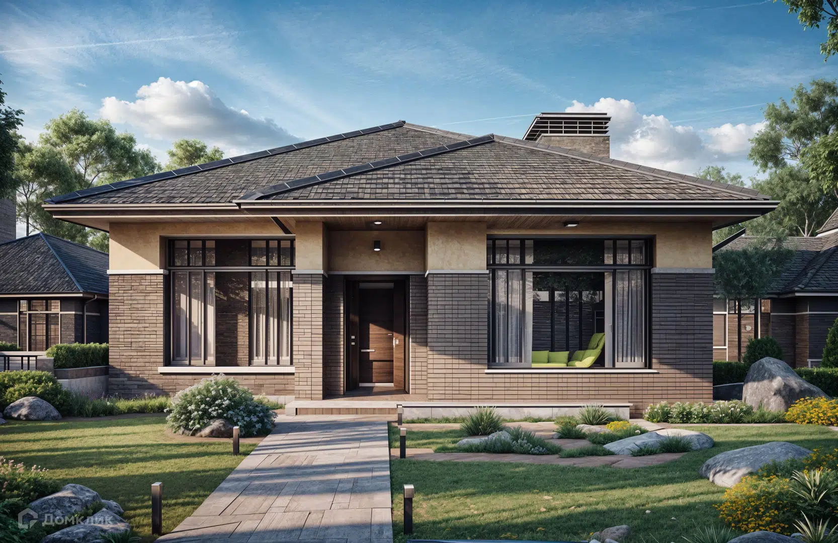 Проект дома «ТП - 6» компании «НОРМАН» из материала Газобетонные блоки площадью 100.6м² под ключ за 6540000₽ в Донецке | 1 этаж, 3 спальни, 2 санузла – Домклик