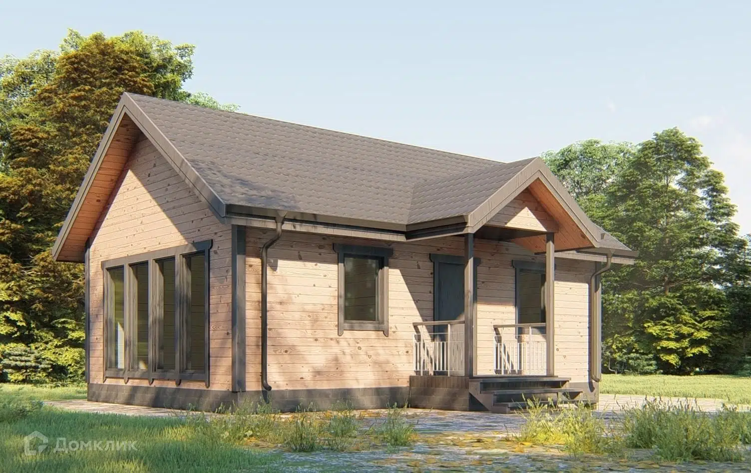 Проект дома «Каркасный дом (КД42)» компании ИП Вахрамеева ТА из материала Каркасный дом площадью 57.5м² под ключ за 2600000₽ в Донецке | 1 этаж, 2 спальни, 1 санузел – Домклик