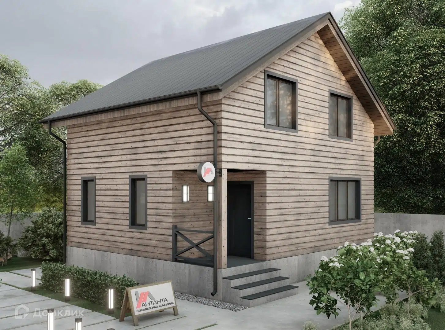 Проект дома «Бостон-102д» компании ООО «СК Антанта 24» из материала Брус естественной влажности площадью 102.4м² под ключ за 7800000₽ в Луганске | 2 этажа, 3 спальни, 2 санузла – Домклик