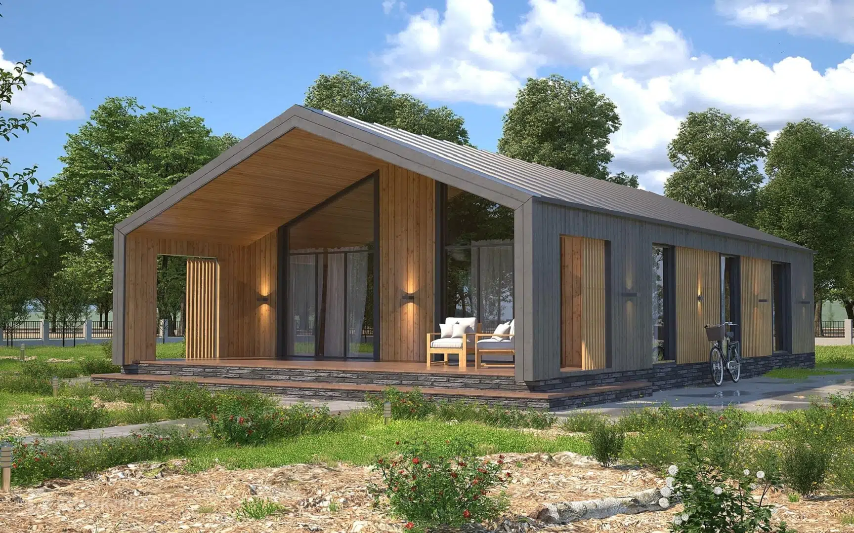 Проект дома «Б-06» компании Теплодина из материала Каркасный дом площадью 108м² под ключ за 5616000₽ в Донецке | 1 этаж, 3 спальни, 1 санузел – Домклик