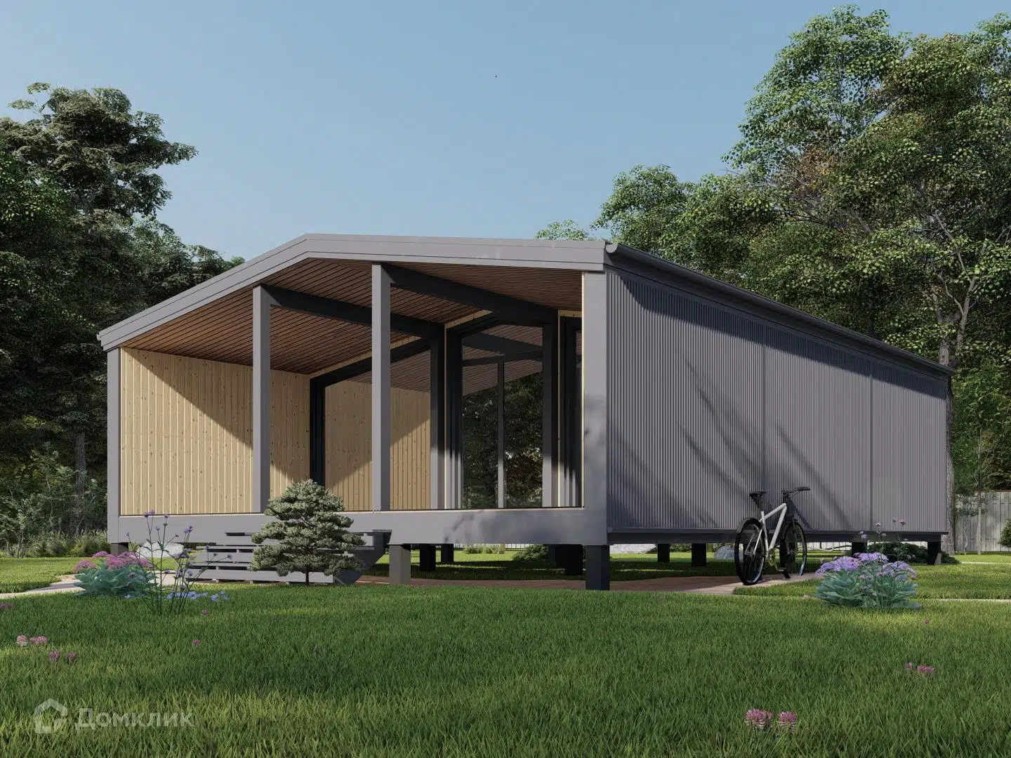 Проект дома «Барн М2 44» компании ООО МногоДом из материала Модульный дом площадью 44м² под ключ за 2990000₽ в Донецке | 1 этаж, 2 спальни, 1 санузел – Домклик