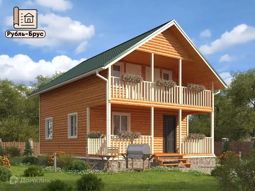 Проект дома «Каркасный дом «Добрыня»» компании РубльБрус строительство деревянных домов и бань по России. из материала Каркасный дом площадью 98м² под ключ за 5671250₽ в Донецке | 2 этажа, 4 спальни, 2 санузла – Домклик