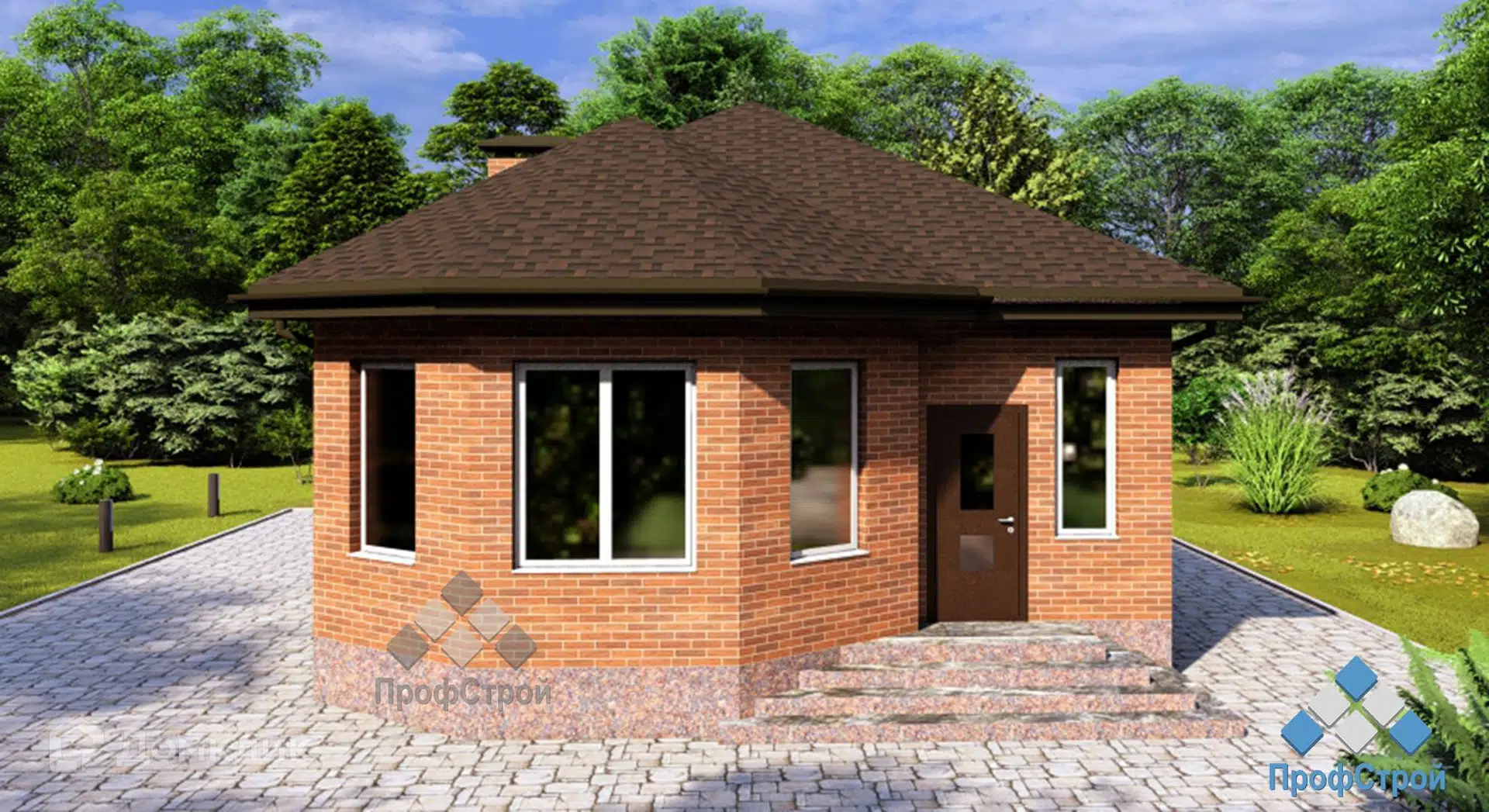 Проект дома «Астероид» компании ПрофСтрой из материала Газобетонные блоки площадью 88.58м² под ключ за 4750000₽ в Донецке | 1 этаж, 3 спальни, 1 санузел – Домклик