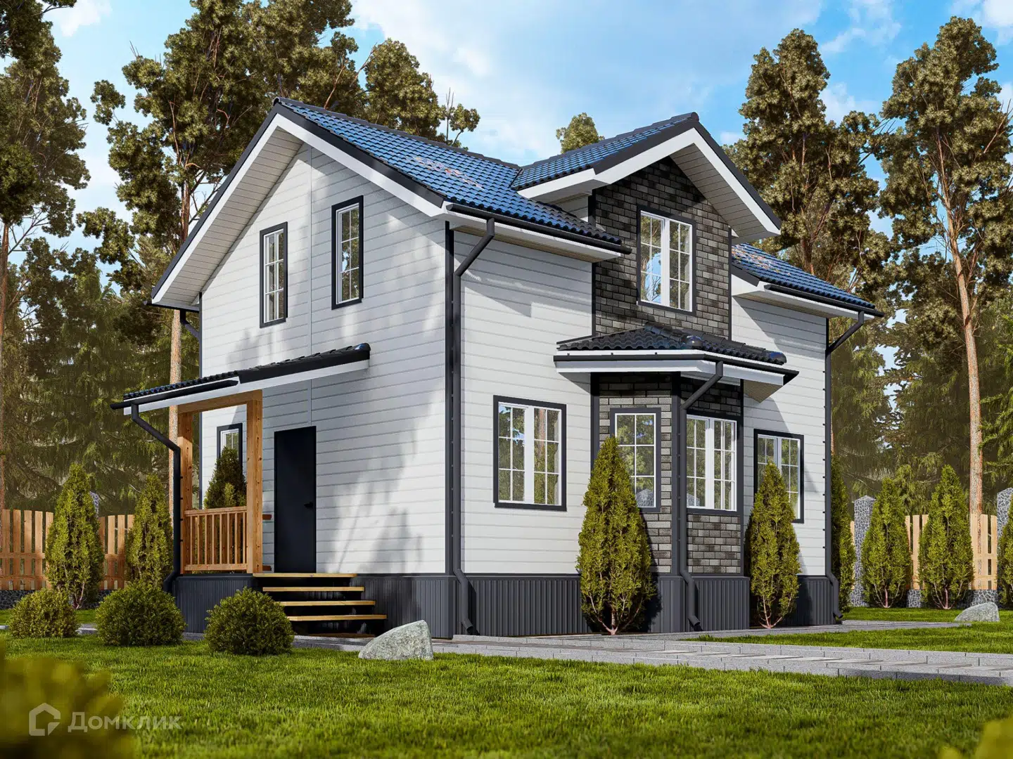 Проект дома «Проект "Омикрон"» компании Альфа SIP · Дома из СИП панелей из материала SIP-панели площадью 107м² под ключ за 3867785₽ в Донецке | 2 этажа, 3 спальни, 2 санузла – Домклик