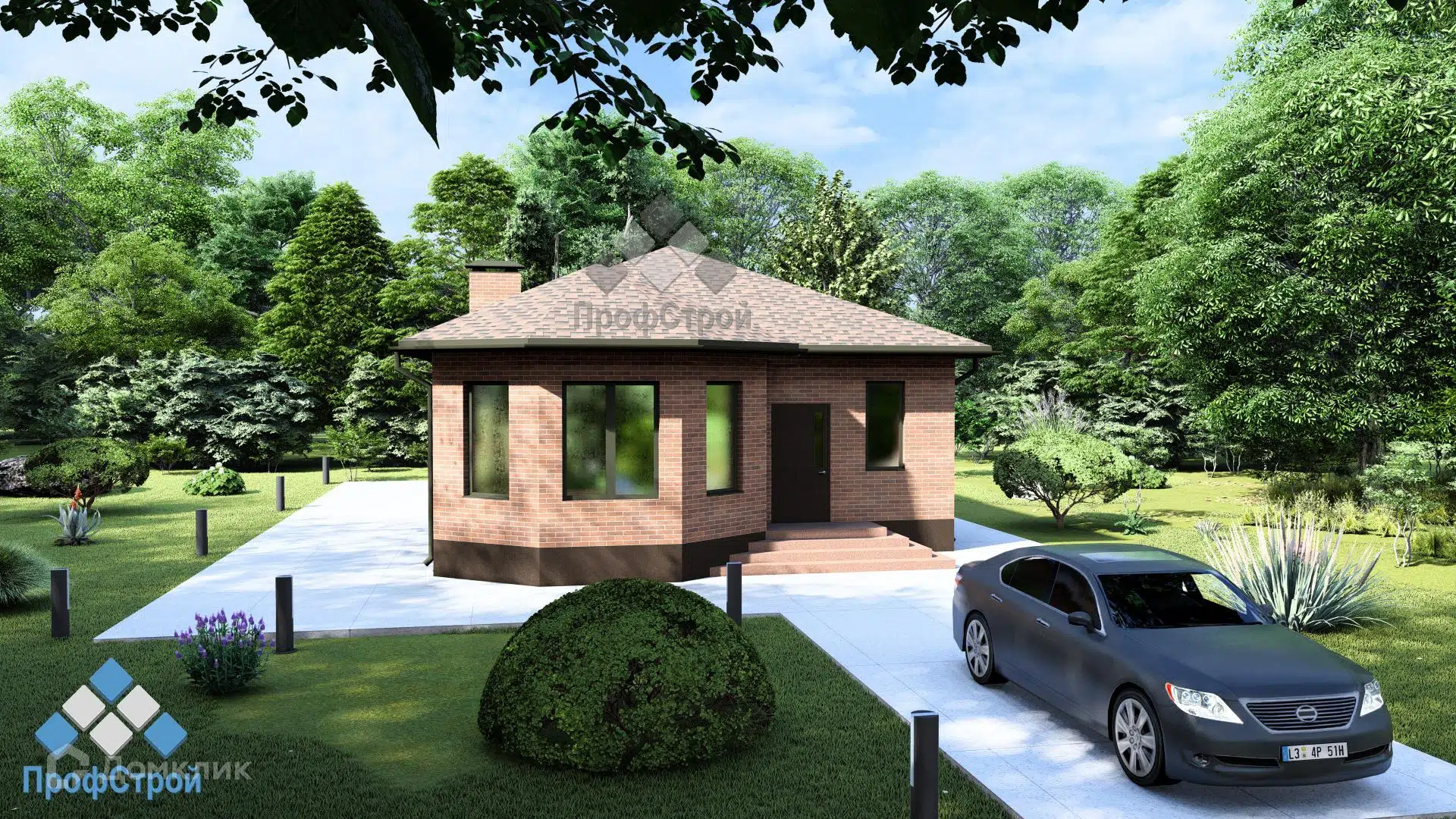 Проект дома «Уран» компании ! ПрофСтрой ! из материала Газобетонные блоки площадью 104.41м² под ключ за 7200000₽ в Донецке | 1 этаж, 4 спальни, 1 санузел – Домклик