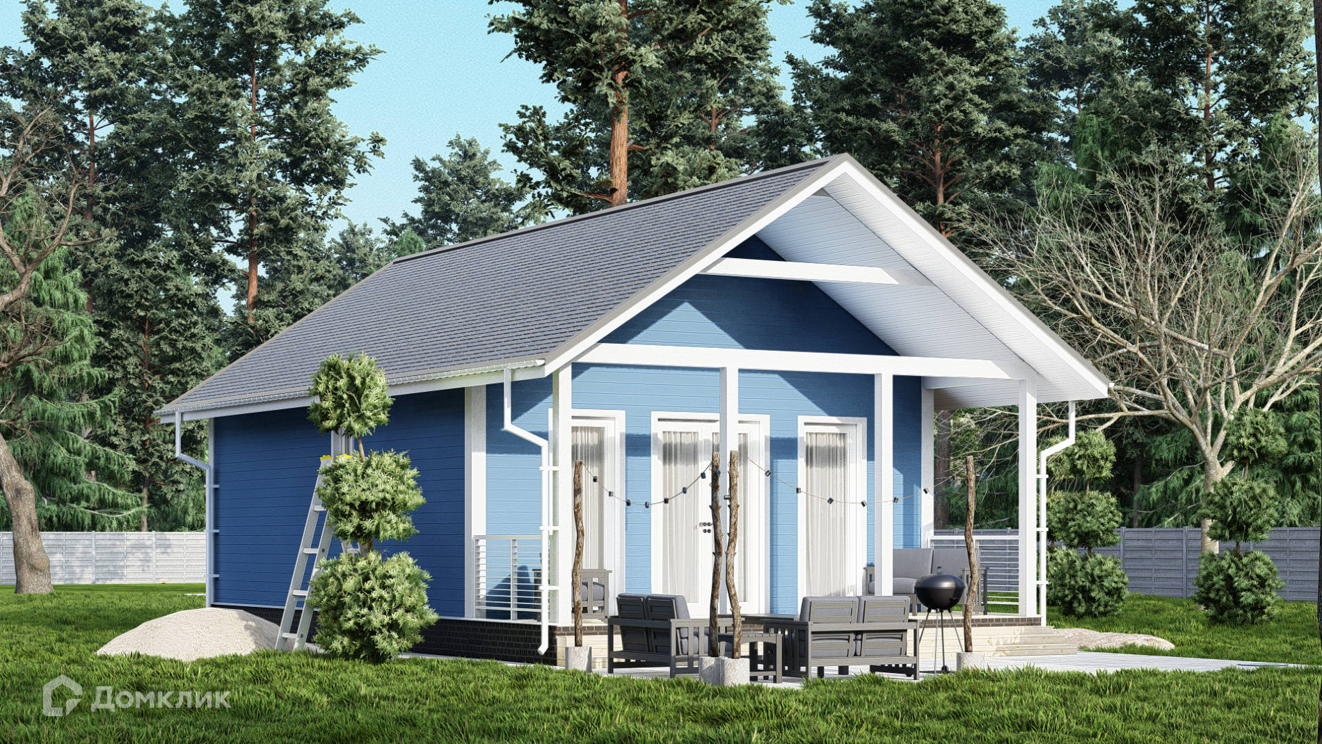 Проект дома «6х8м со вторым светом» компании СК «АС-КАРКАС» из материала Каркасный дом площадью 48м² под ключ за 1563000₽ в Донецке | 1 этаж, 2 спальни, 1 санузел – Домклик