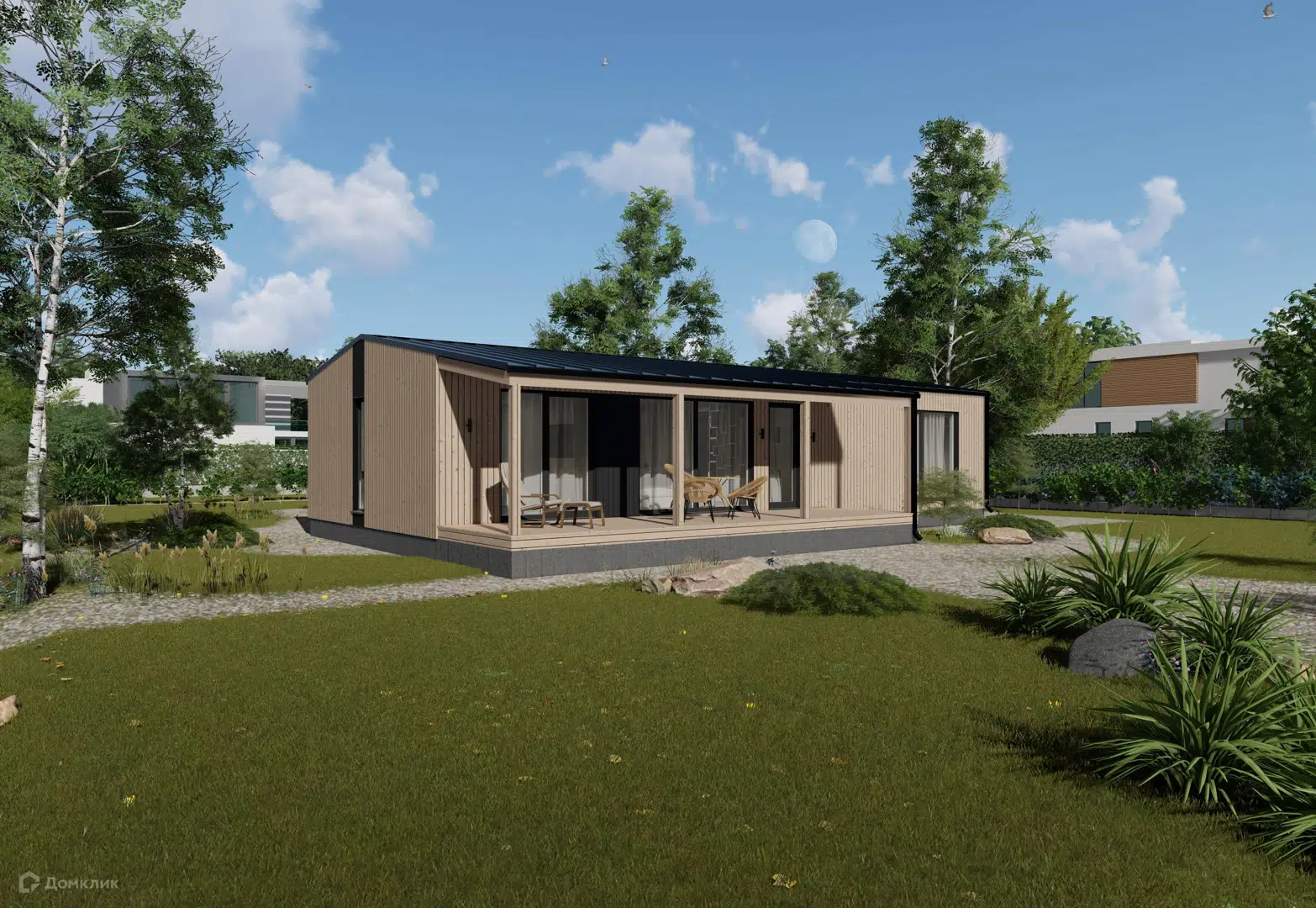Проект дома «Модульный дом Barn 113» компании Авангард Строй из материала Модульный дом площадью 115.6м² под ключ за 6467000₽ в Донецке | 1 этаж, 3 спальни, 2 санузла – Домклик