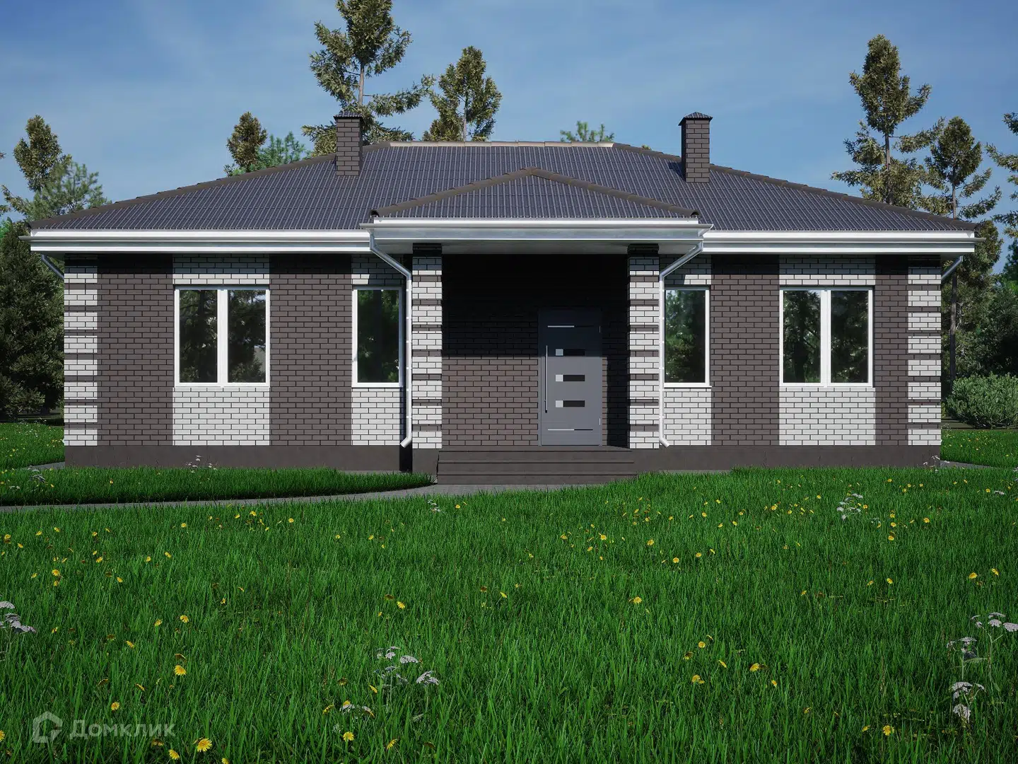Проект дома «СП-16» компании КАЛУГА-СТРОЙДОМ из материала Газобетонные блоки площадью 106м² под ключ за 5900000₽ в Луганске | 1 этаж, 3 спальни, 2 санузла – Домклик