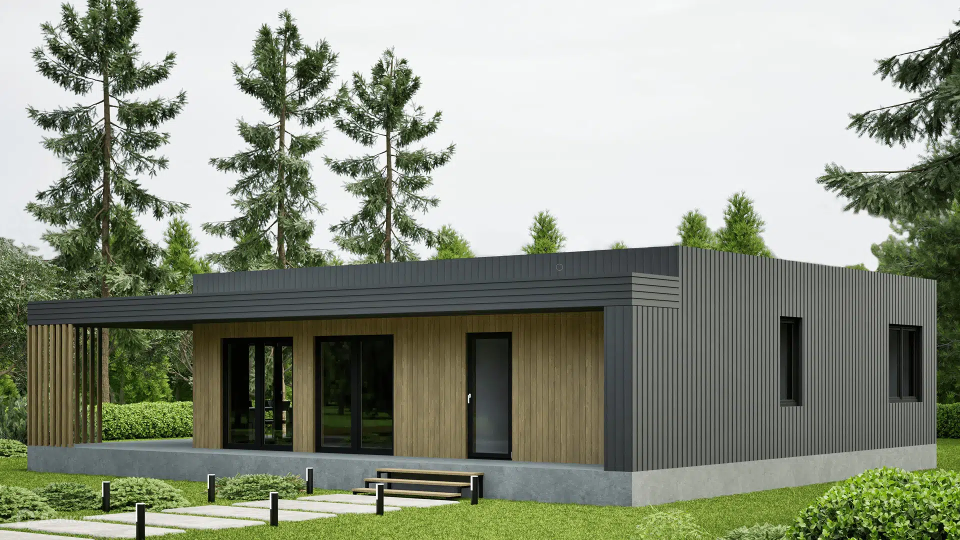 Проект дома «Минимализм 3, 161.71 (109.71» компании СК НА ВЕКА из материала Газобетонные блоки площадью 161.71м² под ключ за 7690000₽ в Донецке | 1 этаж, 3 спальни, 2 санузла – Домклик