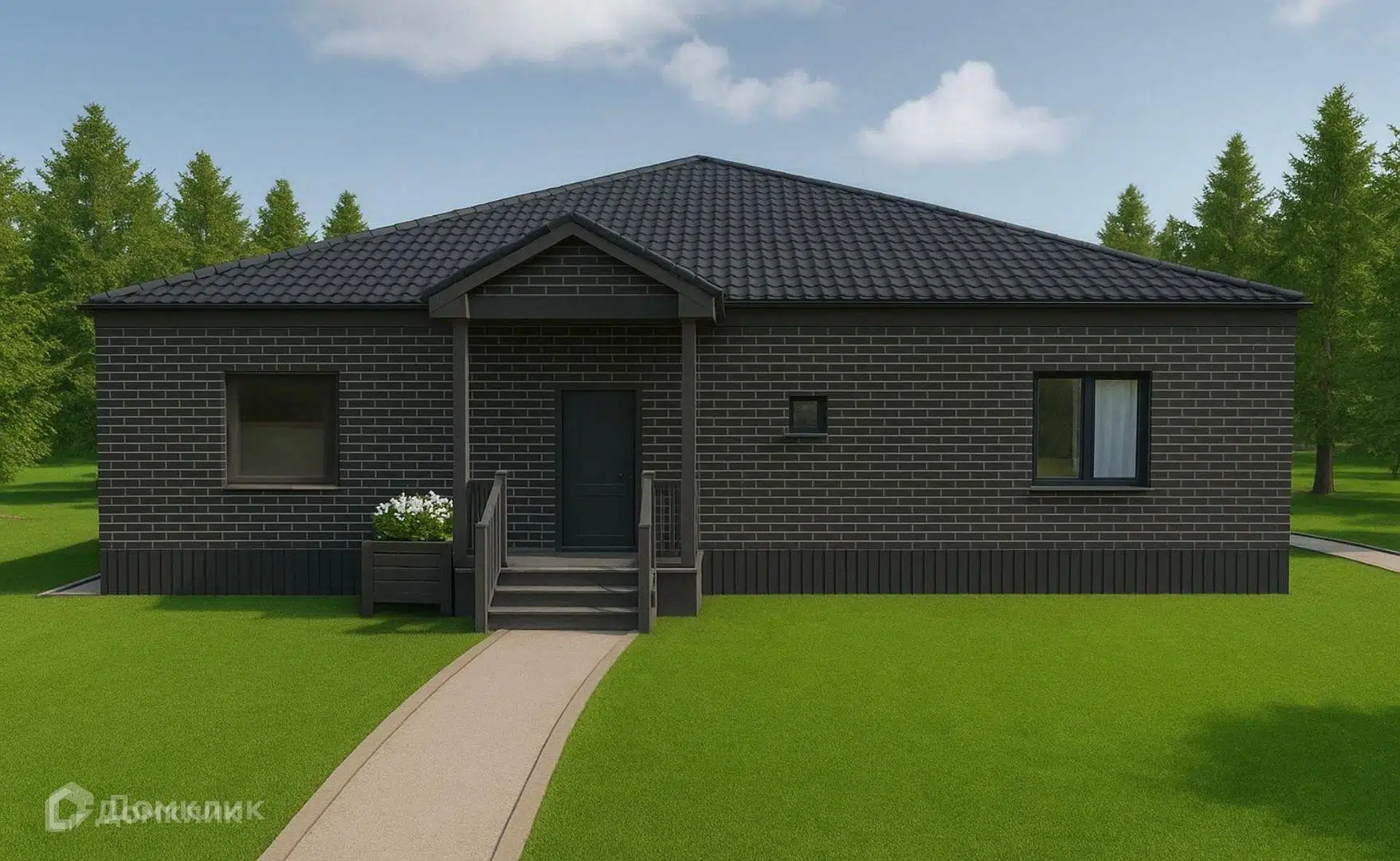 Проект дома «ОЗ 75» компании ИП Друшлякова Наталья Павловна из материала Каркасный дом площадью 77.9м² под ключ за 9494000₽ в Донецке | 1 этаж, 2 спальни, 1 санузел – Домклик