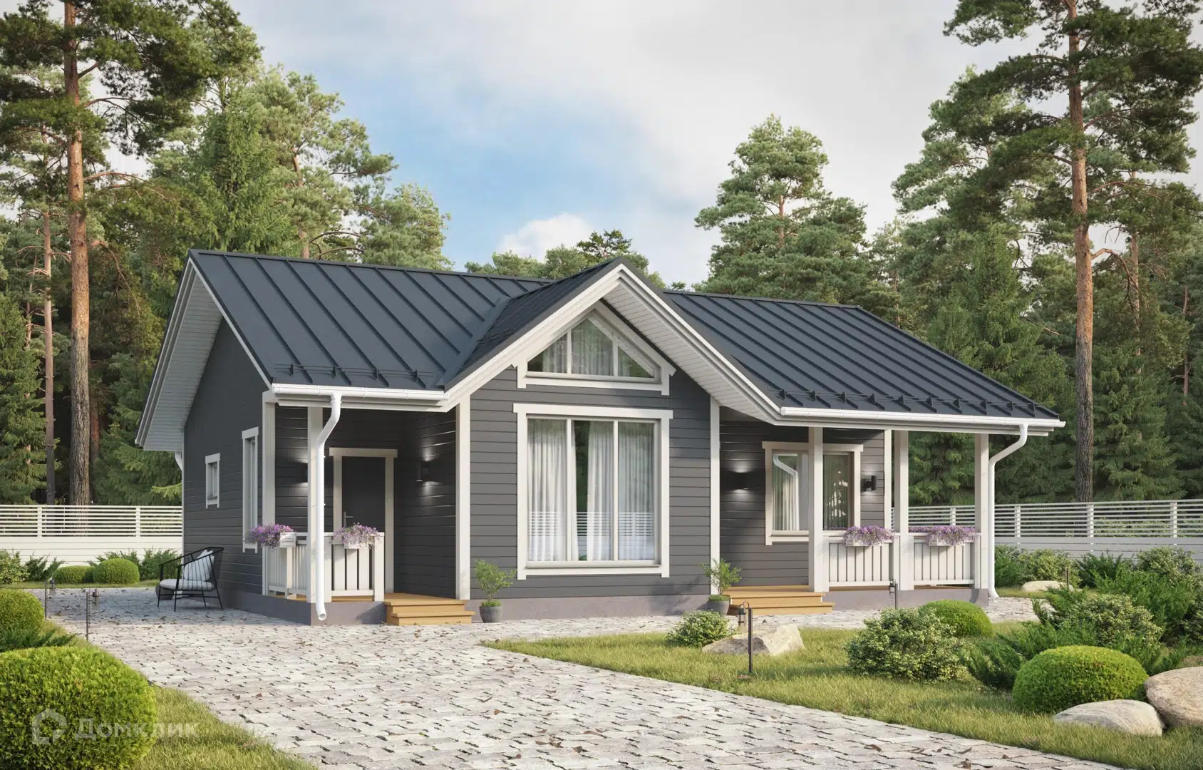 Проект дома «Воскресенский» компании FamilyDom из материала Каркасный дом площадью 76.3м² под ключ за 4792000₽ в Донецке | 1 этаж, 2 спальни, 1 санузел – Домклик